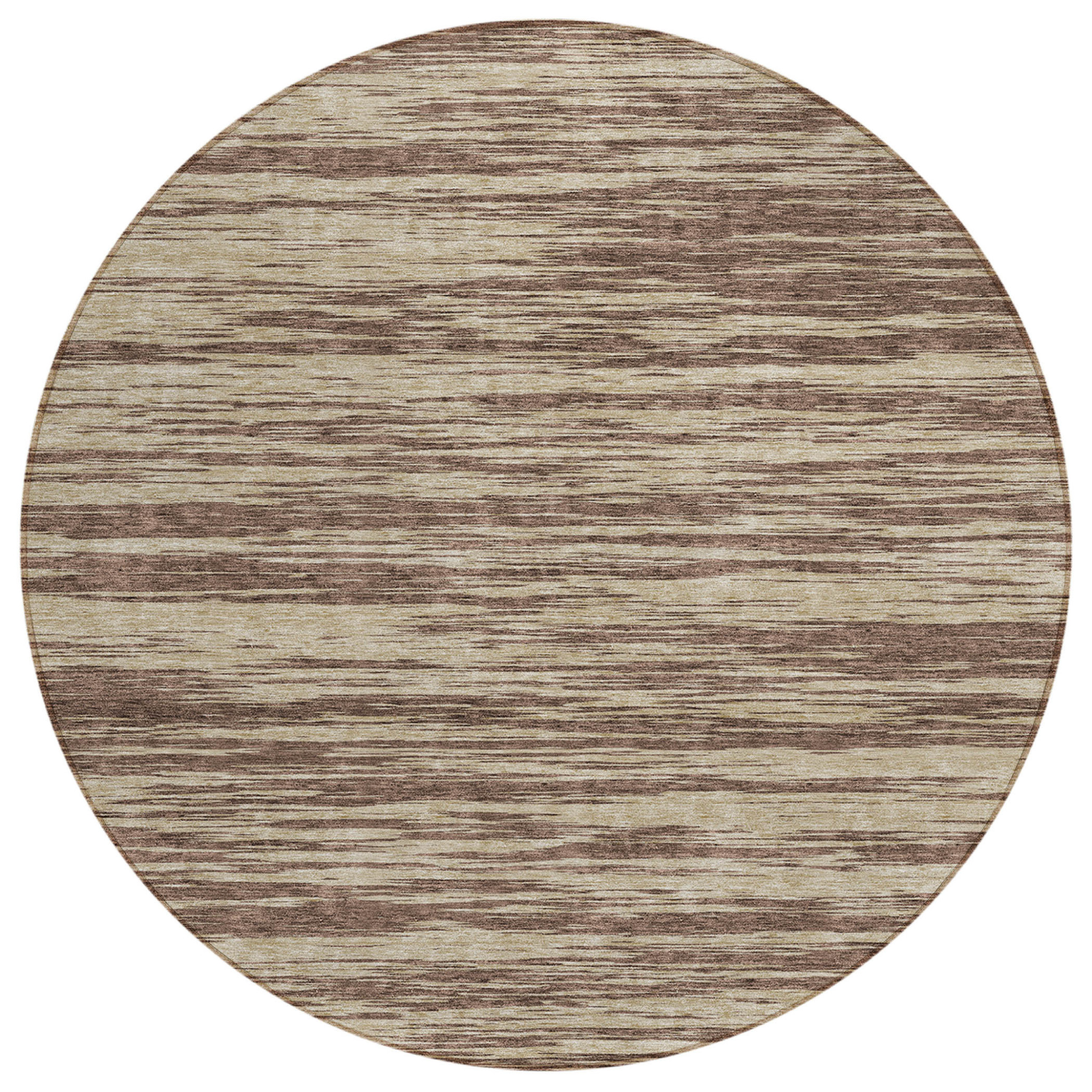 8' Brown And Beige Round Abstract Washable Indoor Outdoor Area Rug-613075-1
