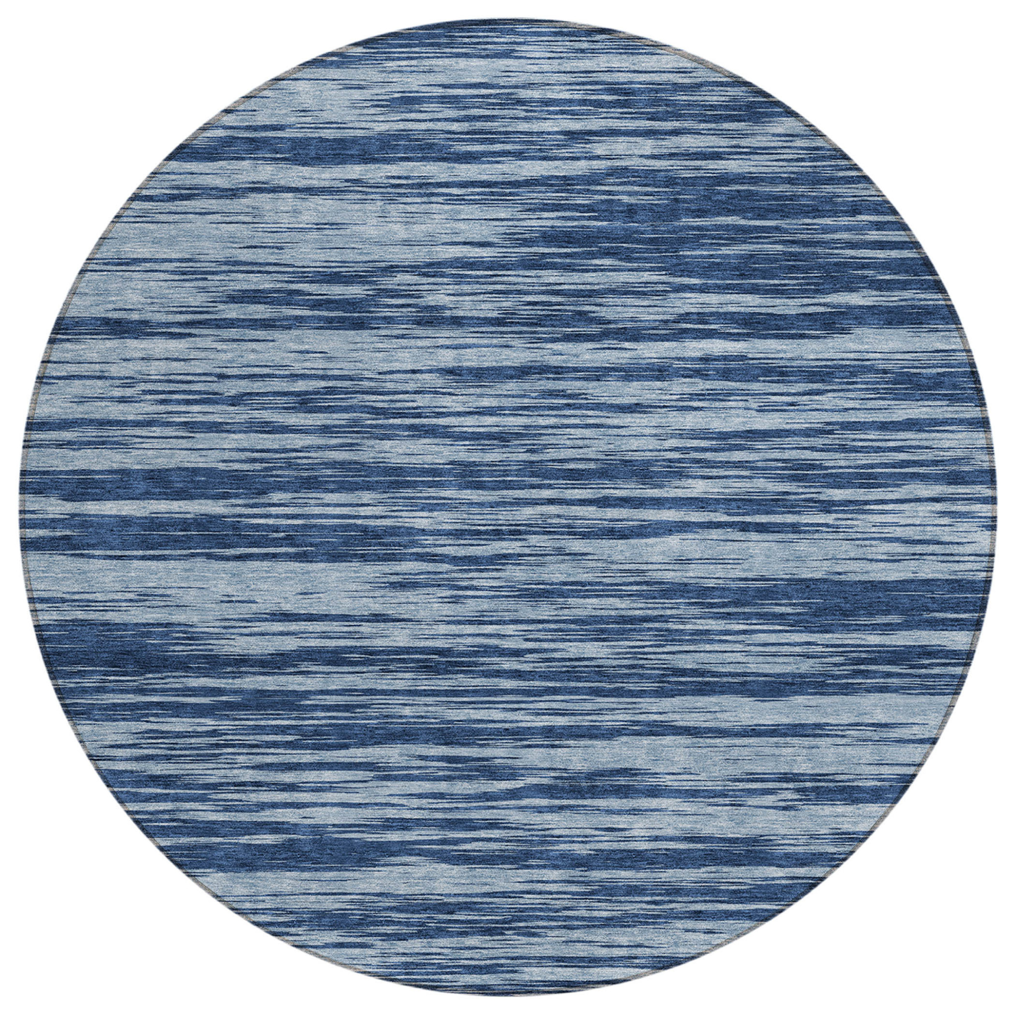 8' Blue And Navy Blue Round Abstract Washable Indoor Outdoor Area Rug-613081-1
