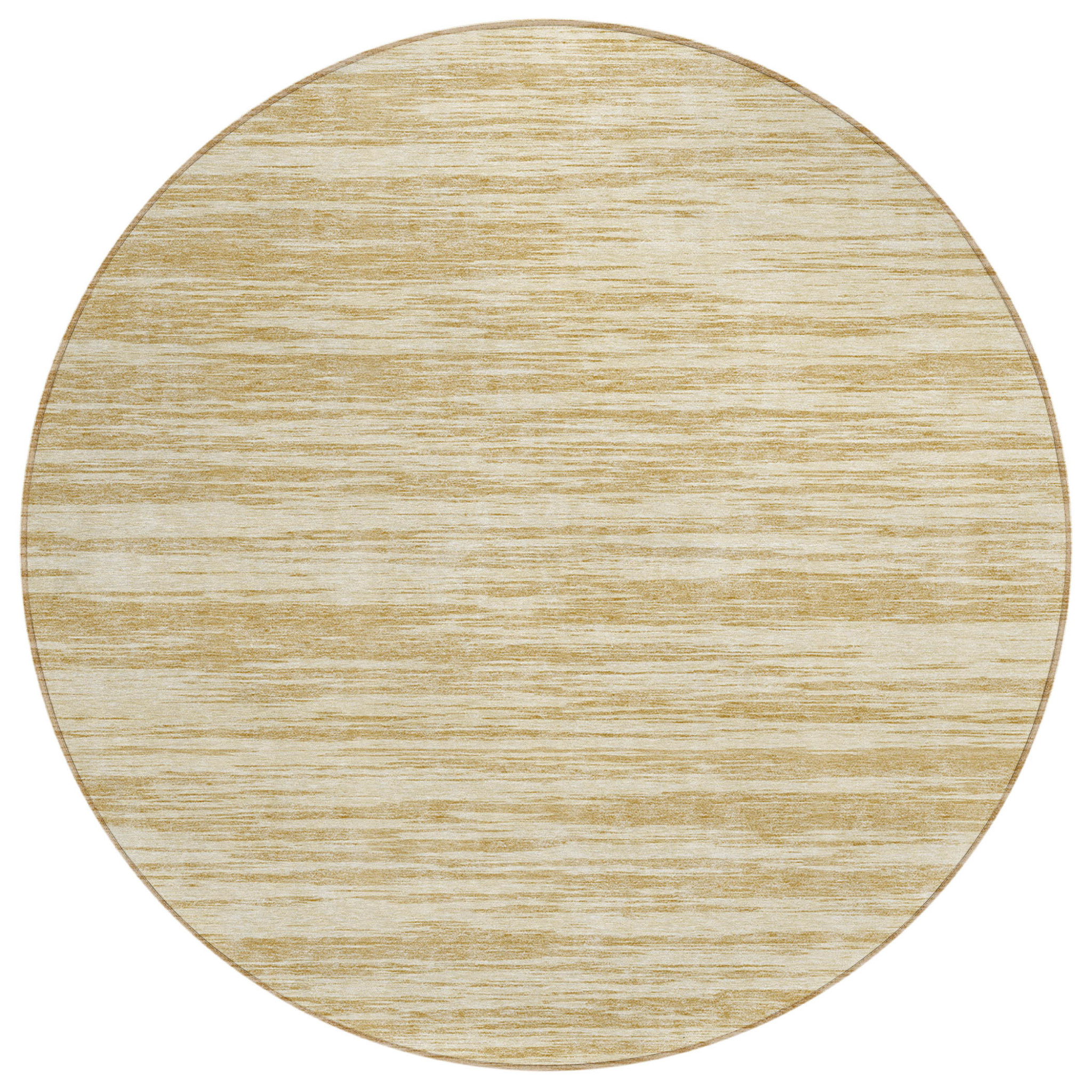 8' Gold And Ivory Round Abstract Washable Indoor Outdoor Area Rug-613093-1