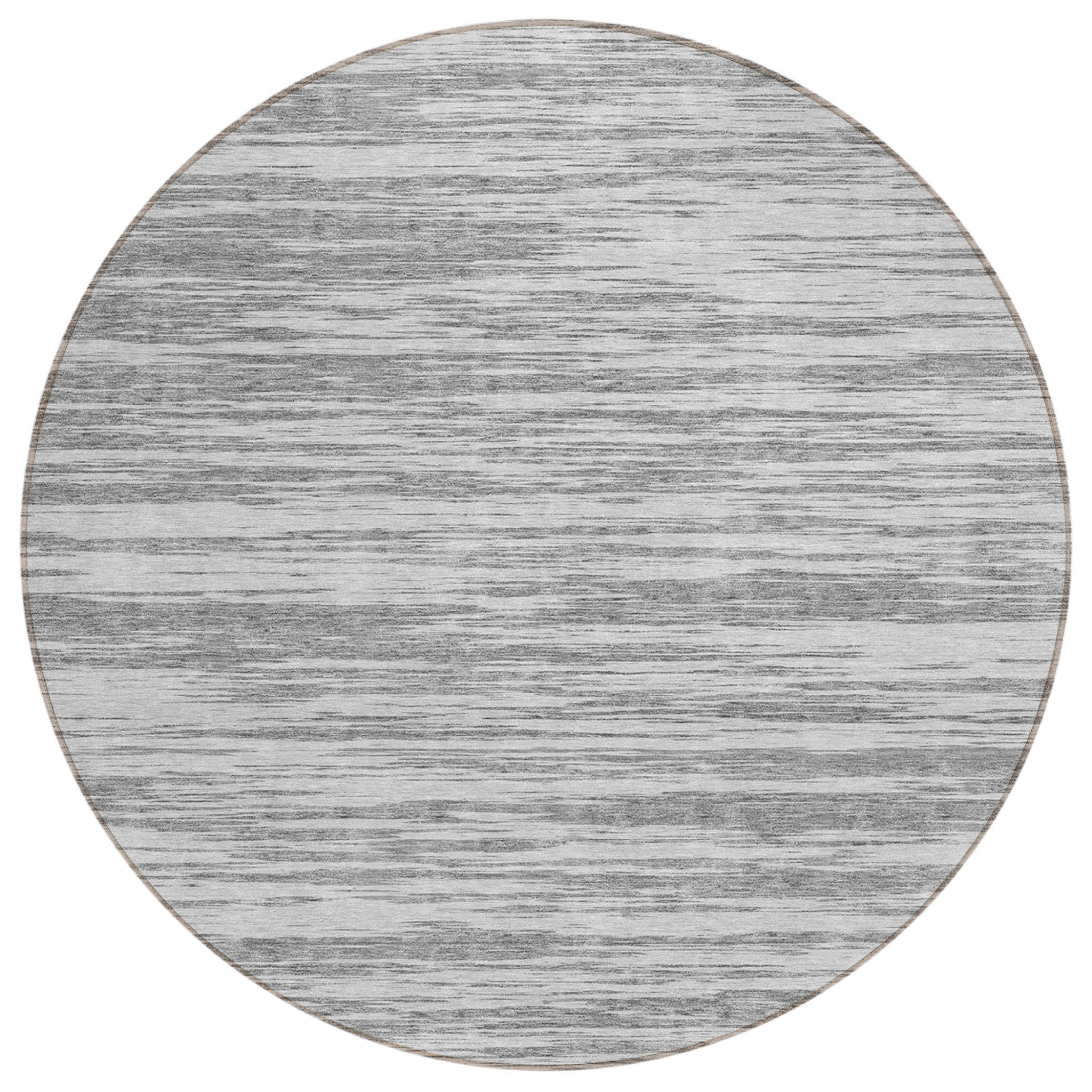 8' Gray And Ivory Round Abstract Washable Indoor Outdoor Area Rug-613099-1