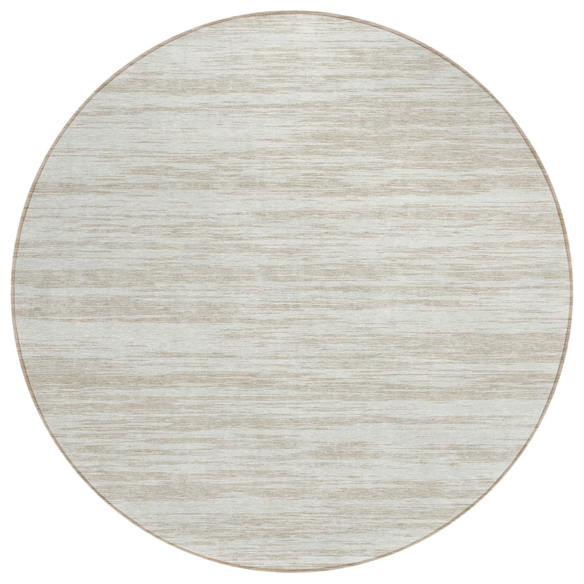 8' Ivory And Beige Round Abstract Washable Indoor Outdoor Area Rug-613105-1