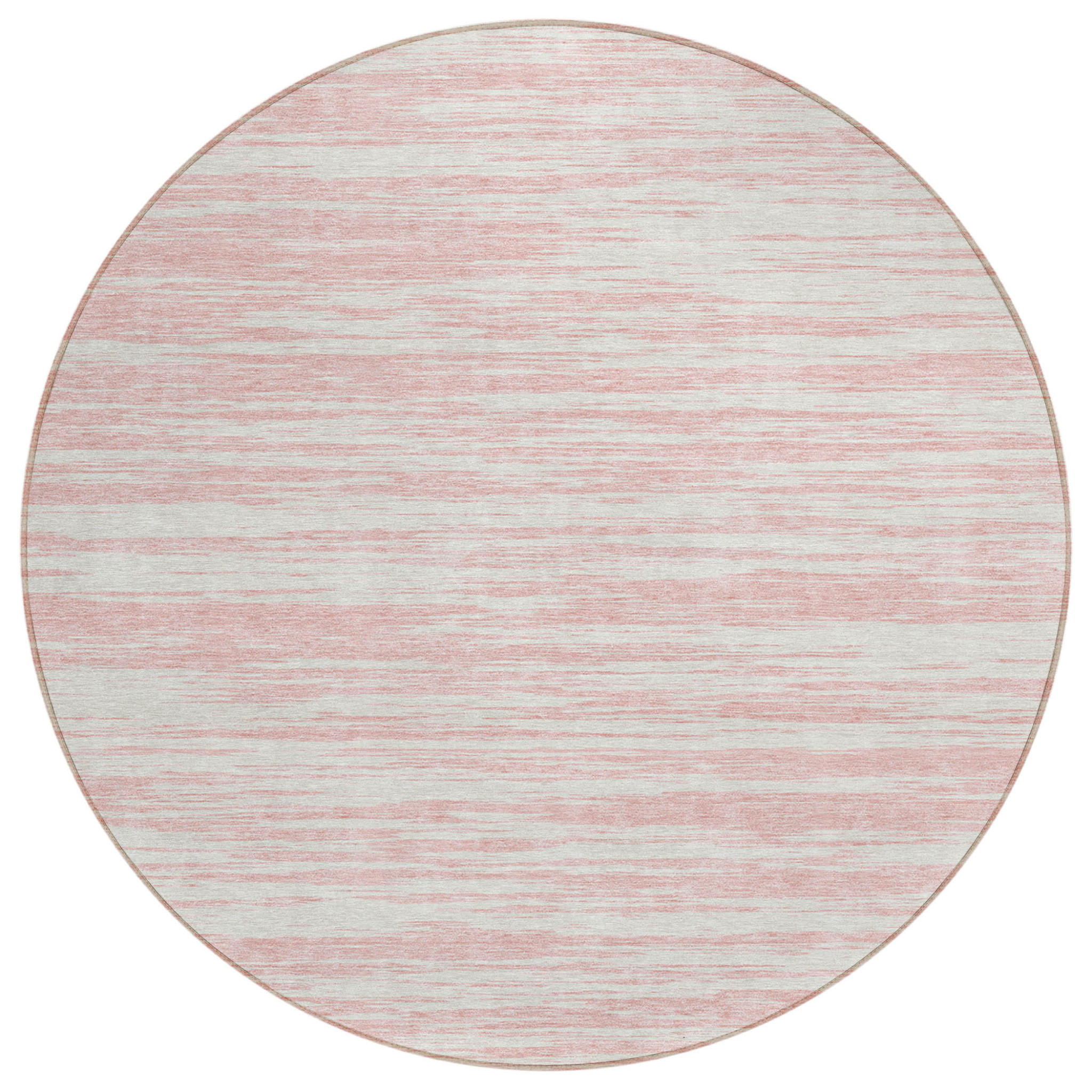 8' Pink And Ivory Round Abstract Washable Indoor Outdoor Area Rug-613117-1