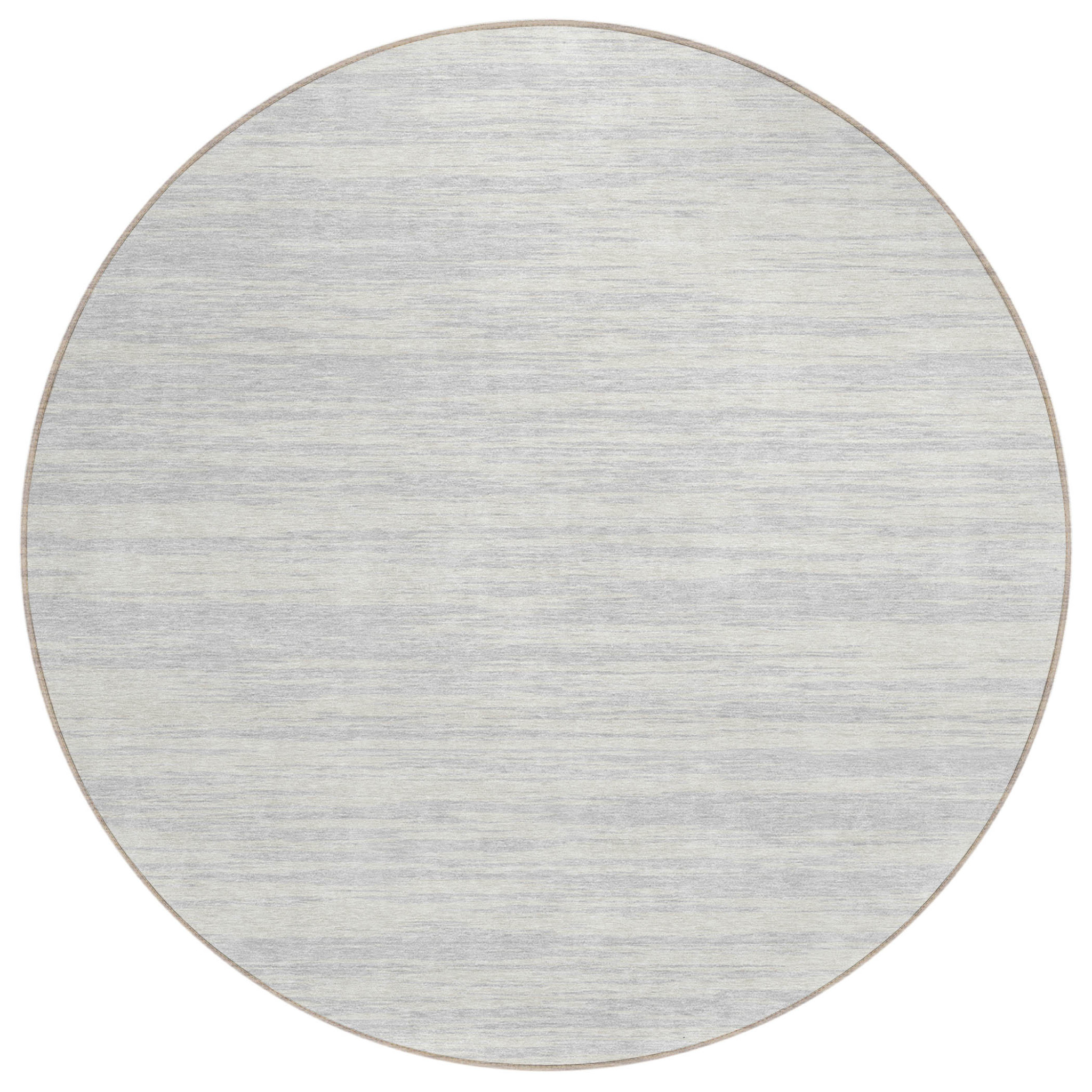 8' Silver And Ivory Round Abstract Washable Indoor Outdoor Area Rug-613123-1