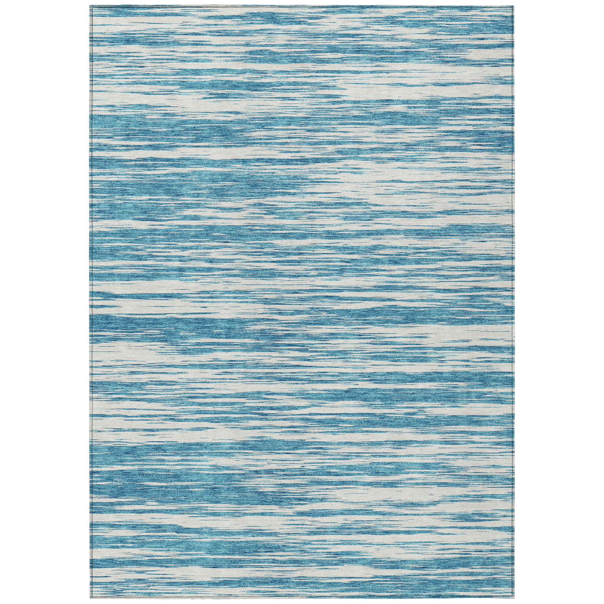 9' X 12' Teal Blue And Ivory Abstract Washable Indoor Outdoor Area Rug-613131-1