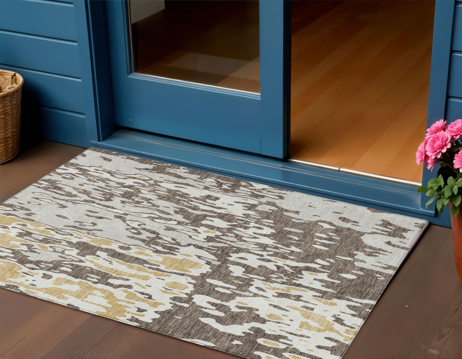 3' X 5' Brown And Ivory Abstract Washable Indoor Outdoor Area Rug-613332-1