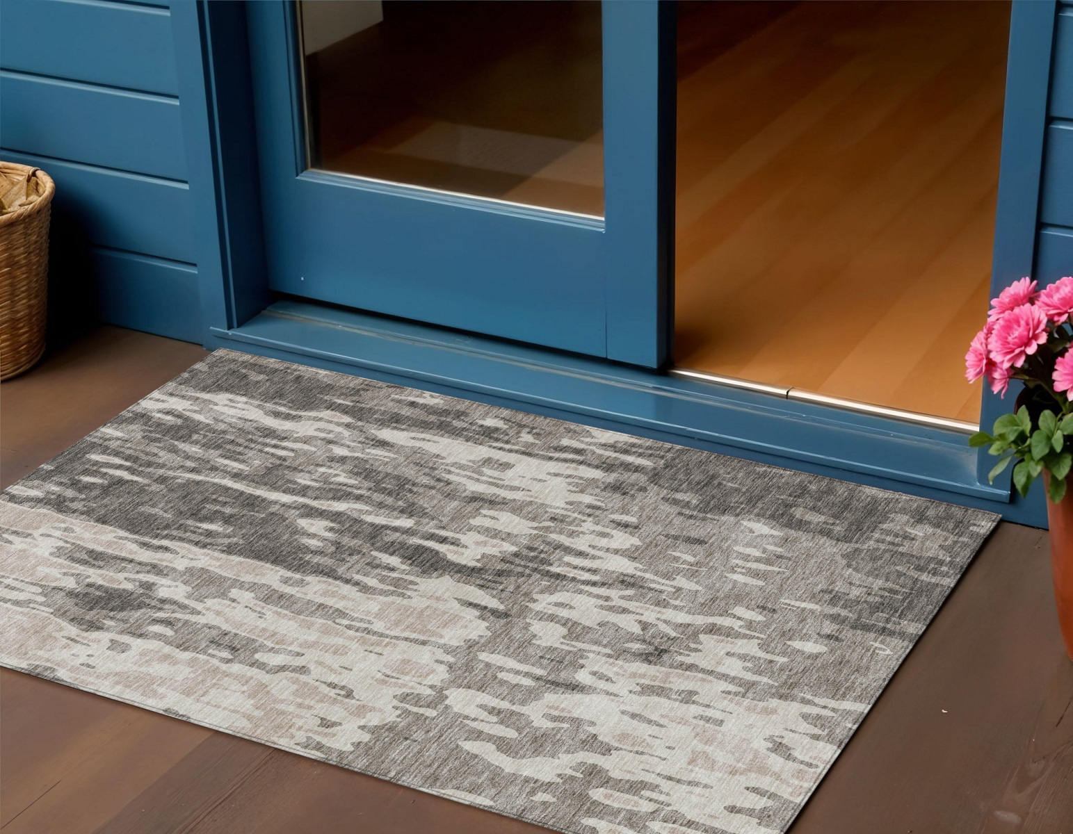 3' X 5' Taupe And Ivory Abstract Washable Indoor Outdoor Area Rug-613380-1