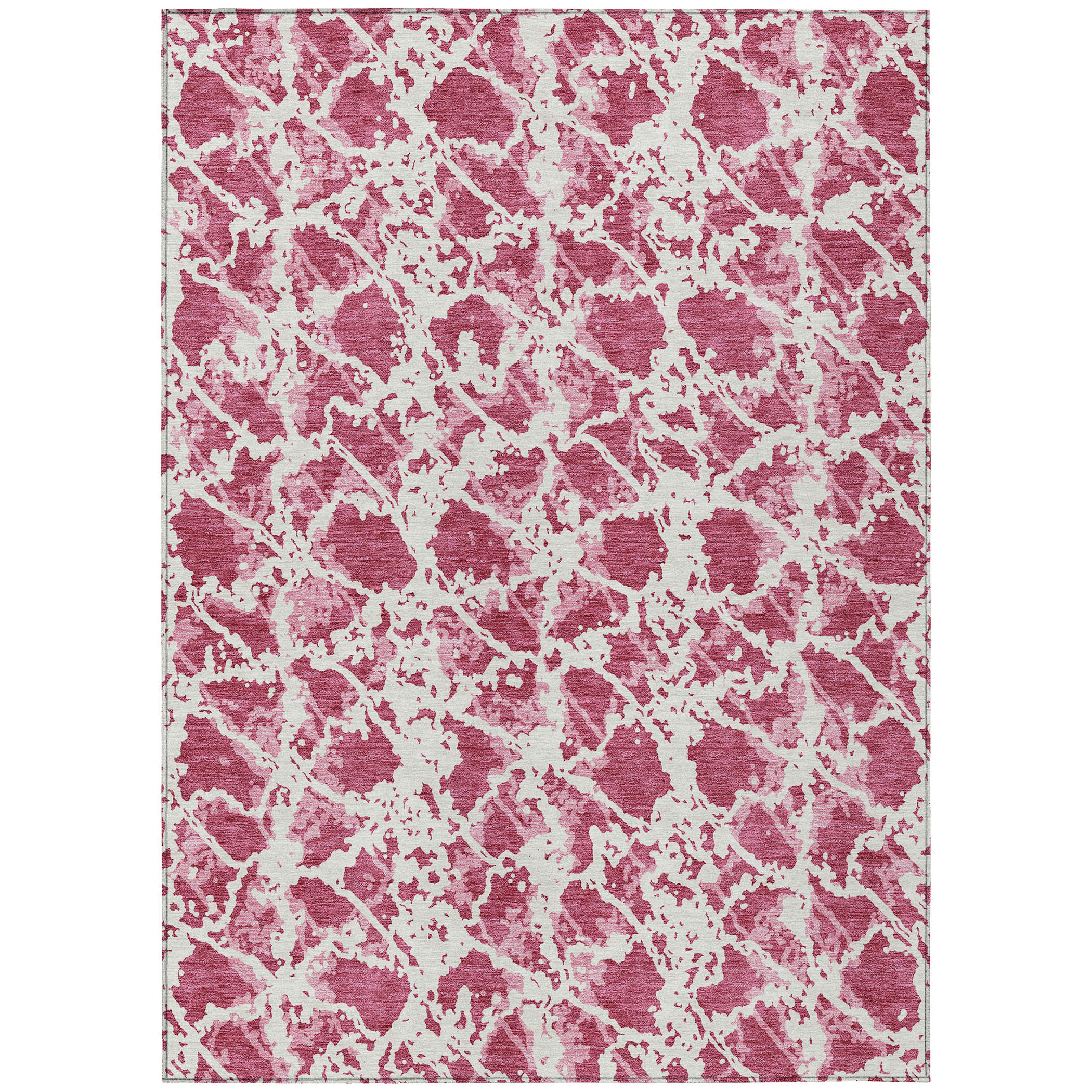 10' X 14' Blush And Ivory Abstract Washable Indoor Outdoor Area Rug-614136-1
