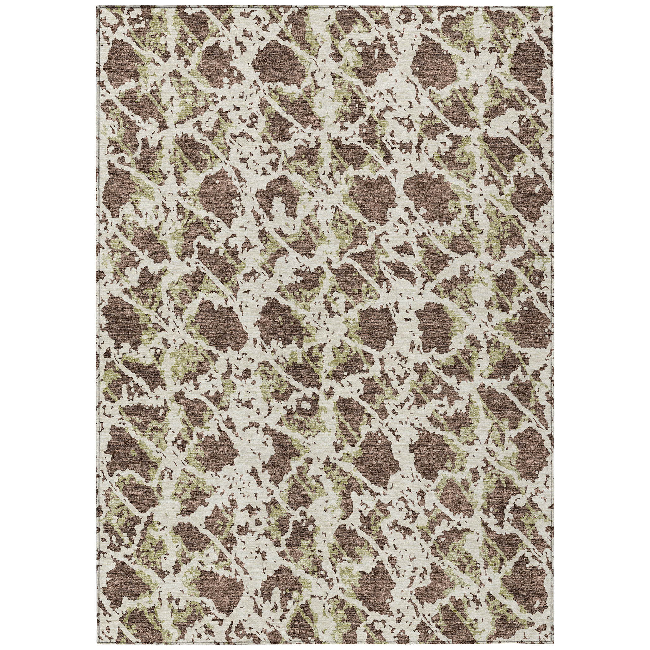 9' X 12' Brown And Ivory Abstract Washable Indoor Outdoor Area Rug-614147-1