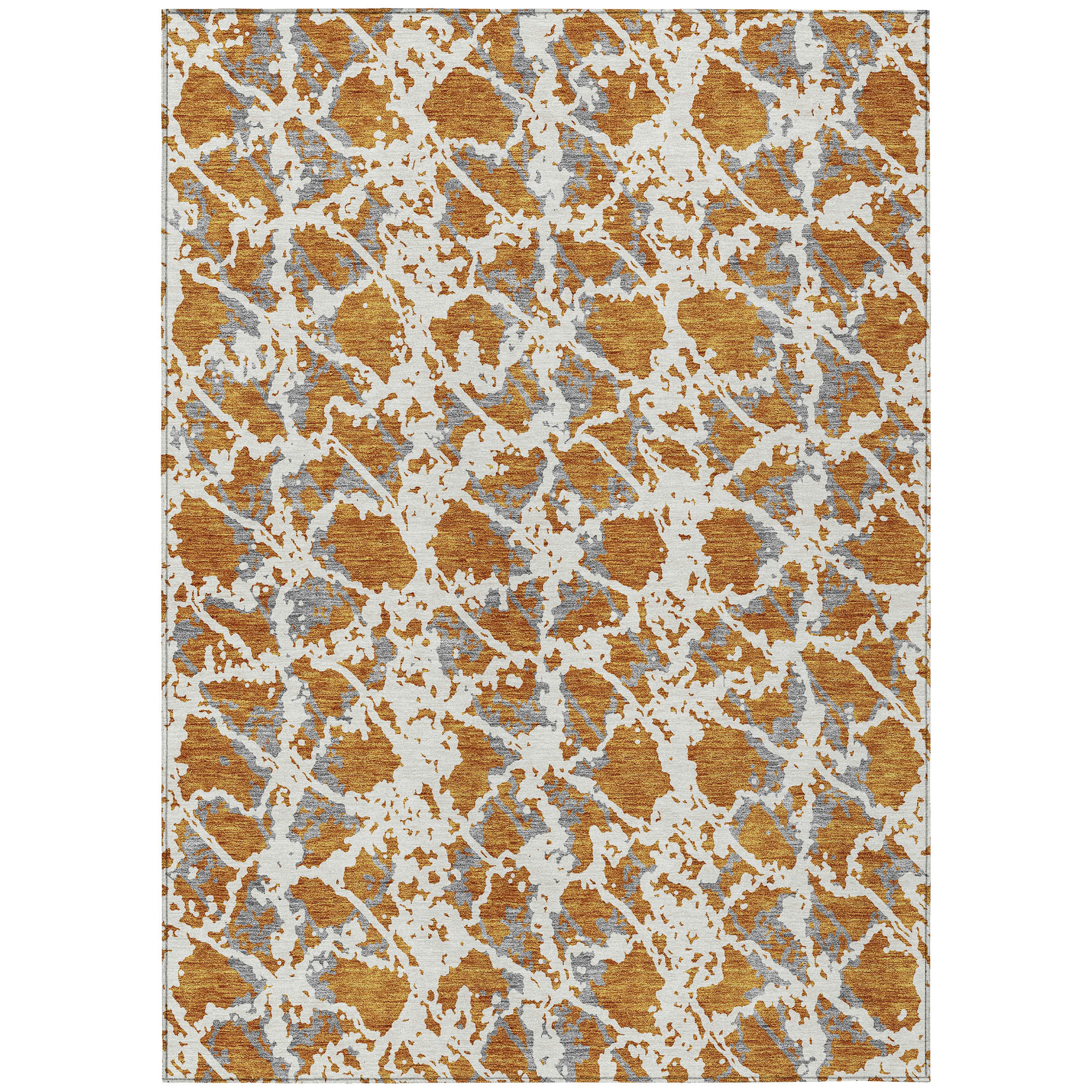 8' X 10' Copper And Ivory Abstract Washable Indoor Outdoor Area Rug-614152-1