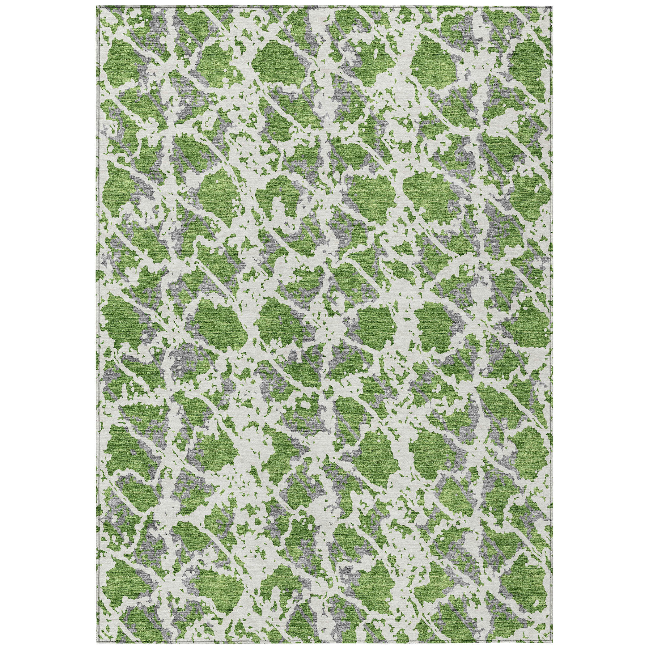 5' X 8' Green And Ivory Abstract Washable Indoor Outdoor Area Rug-614156-1