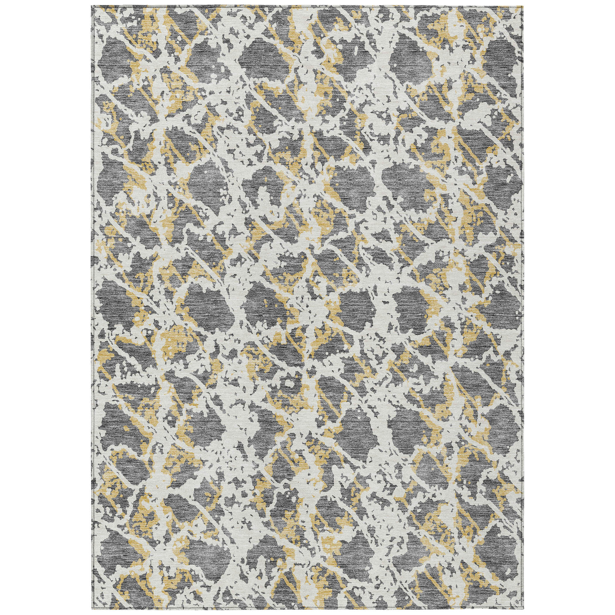 8' X 10' Gray And Ivory Abstract Washable Indoor Outdoor Area Rug-614164-1