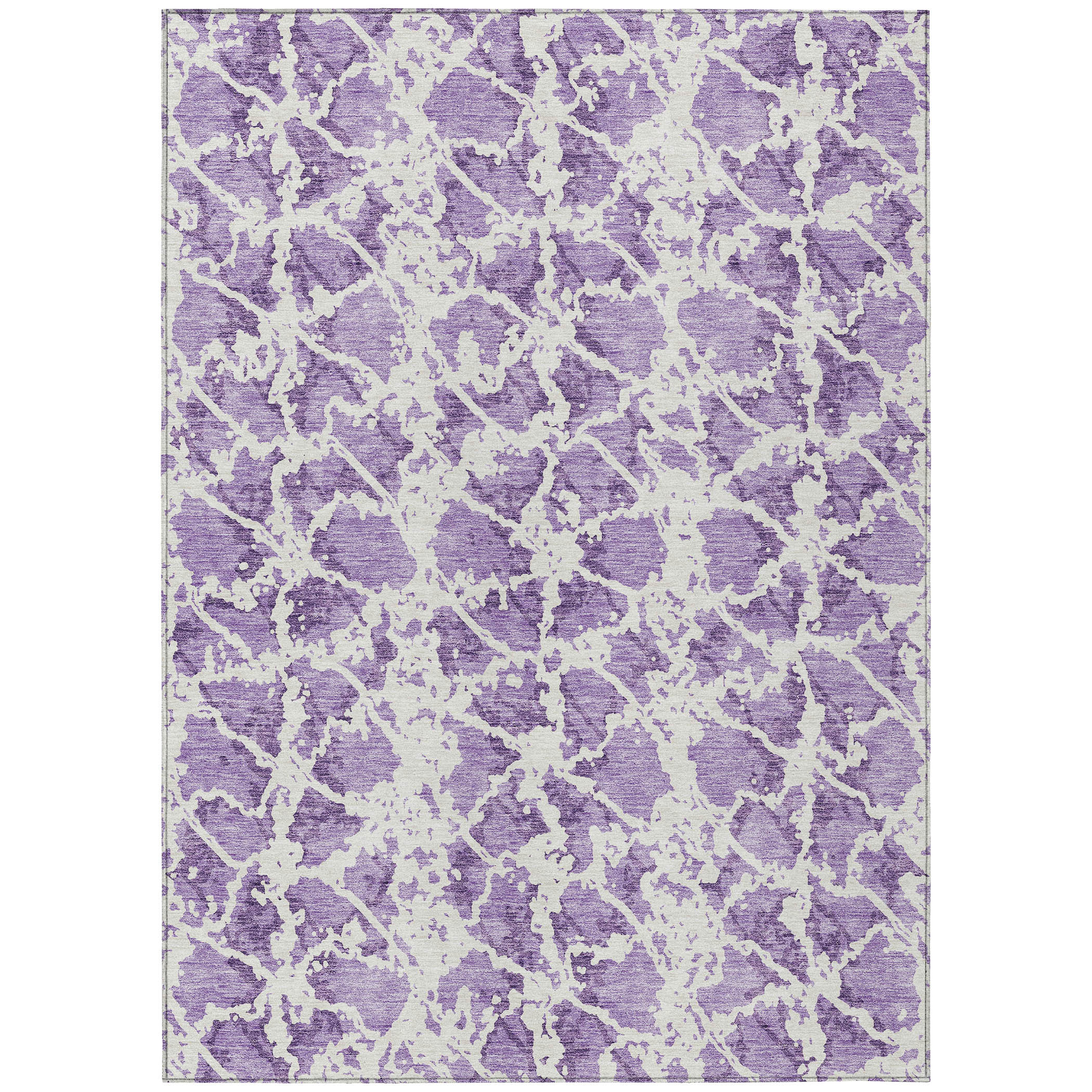 9' X 12' Lilac And Ivory Abstract Washable Indoor Outdoor Area Rug-614177-1