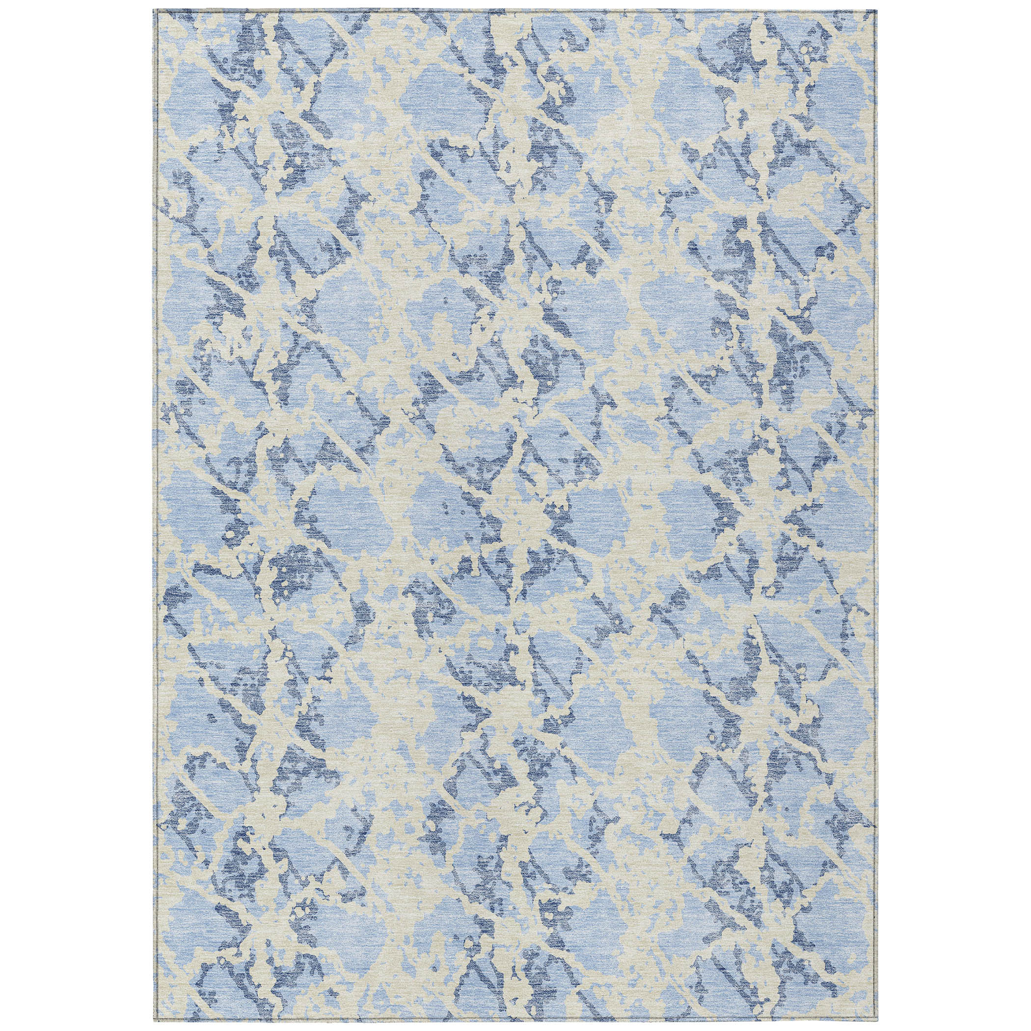 10' X 14' Sky Blue And Ivory Abstract Washable Indoor Outdoor Area Rug-614184-1
