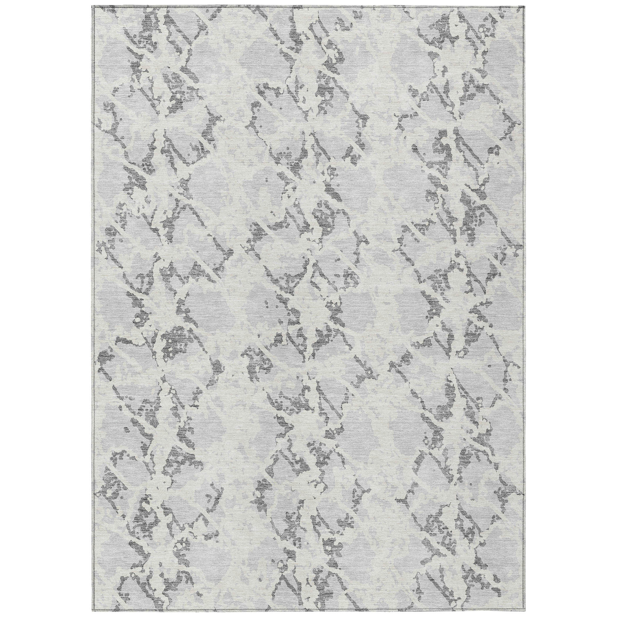 9' X 12' Silver And Ivory Abstract Washable Indoor Outdoor Area Rug-614189-1