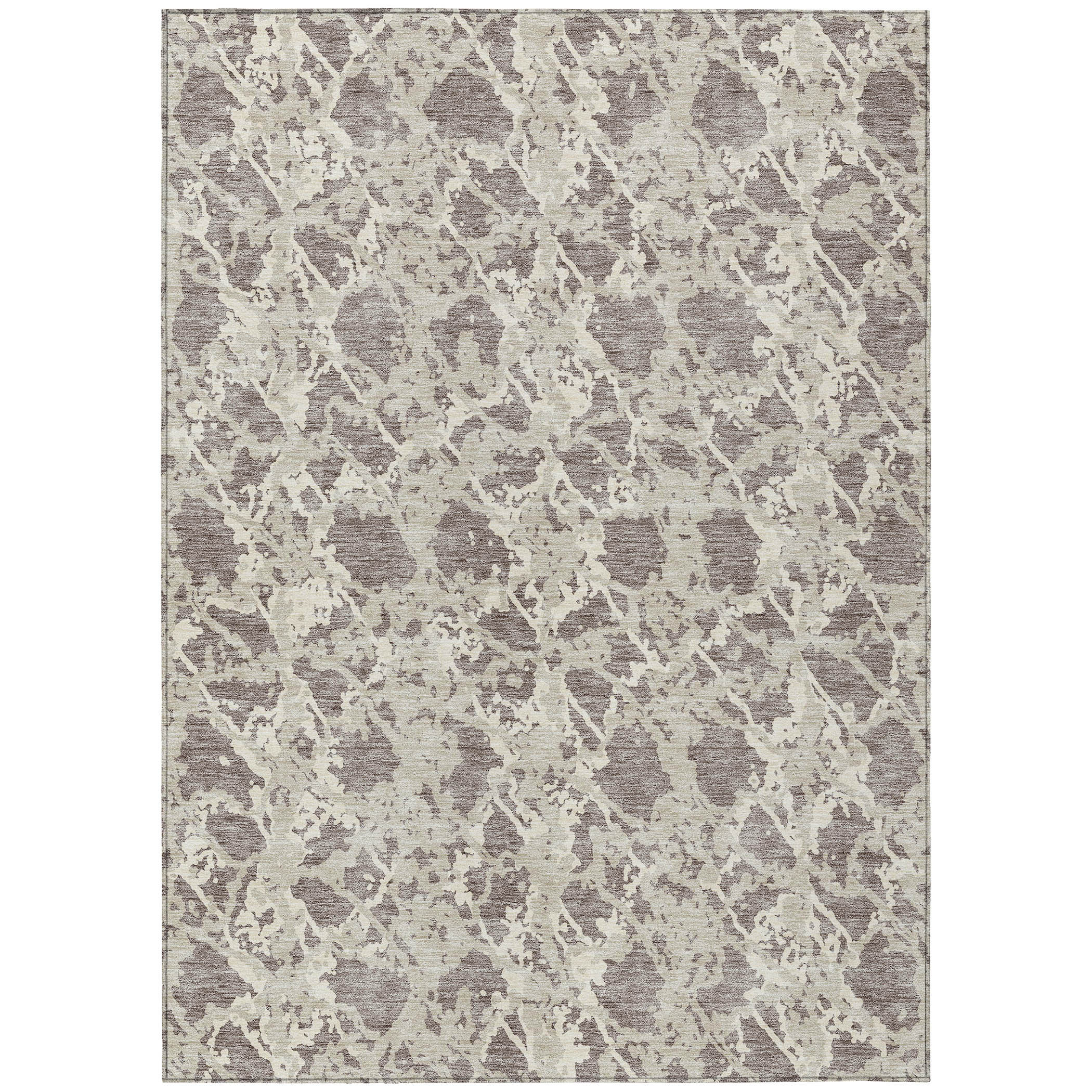 3' X 5' Taupe And Ivory Abstract Washable Indoor Outdoor Area Rug-614197-1
