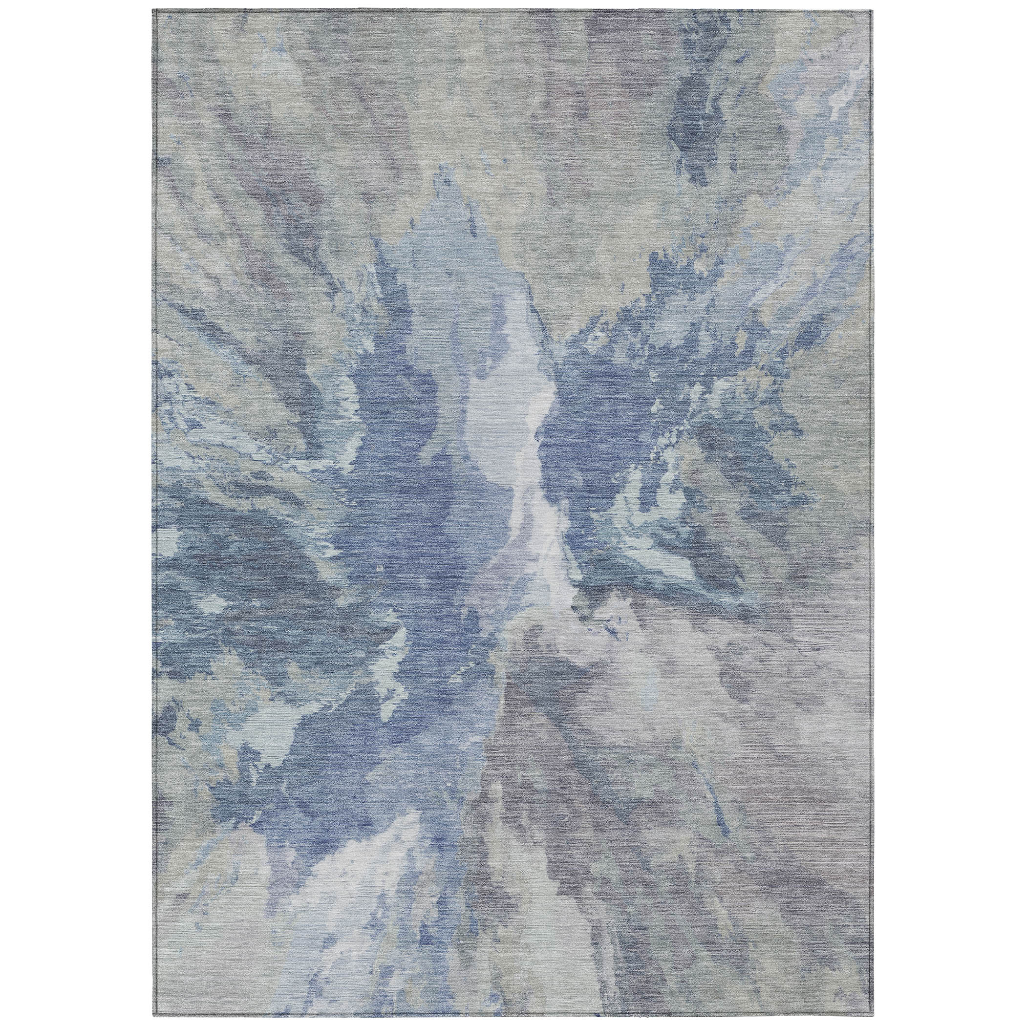 10' X 14' Denim Blue And Linen Abstract Washable Indoor Outdoor Area Rug-615601-1