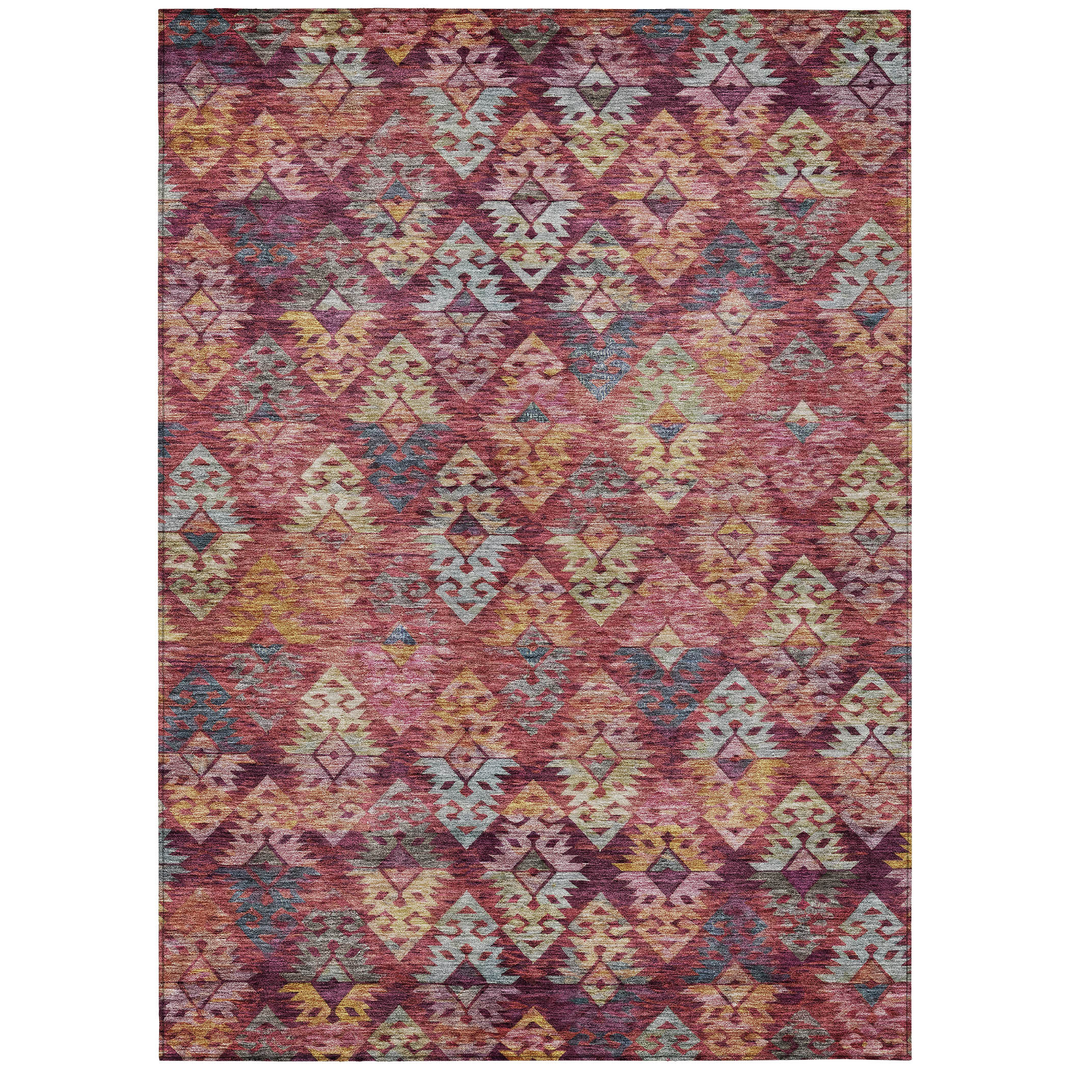 3' X 5' Rust Gold And Blush Aztec Washable Indoor Outdoor Area Rug-615788-1