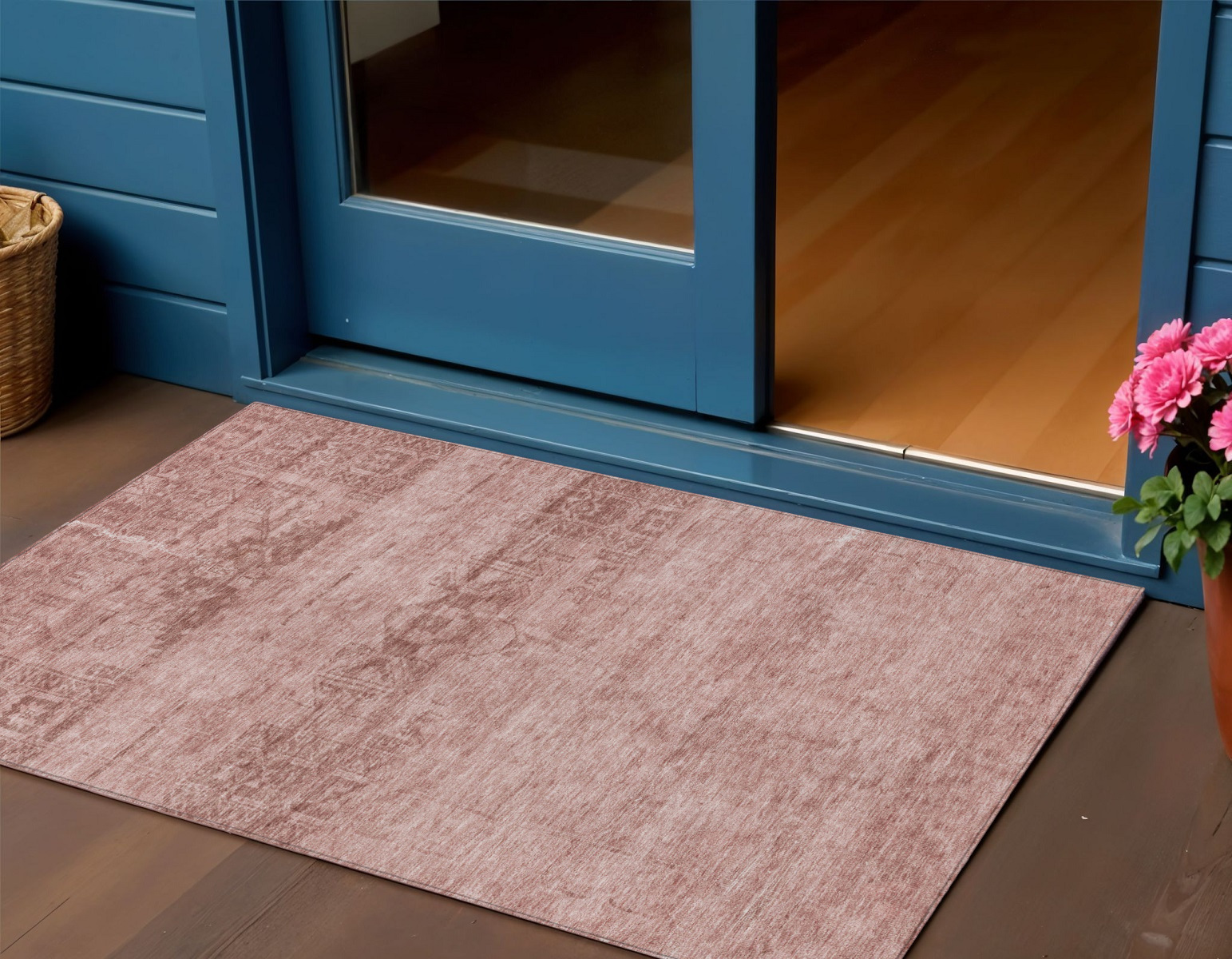 3' X 5' Blush And Mauve Medallion Washable Indoor Outdoor Area Rug-616100-1