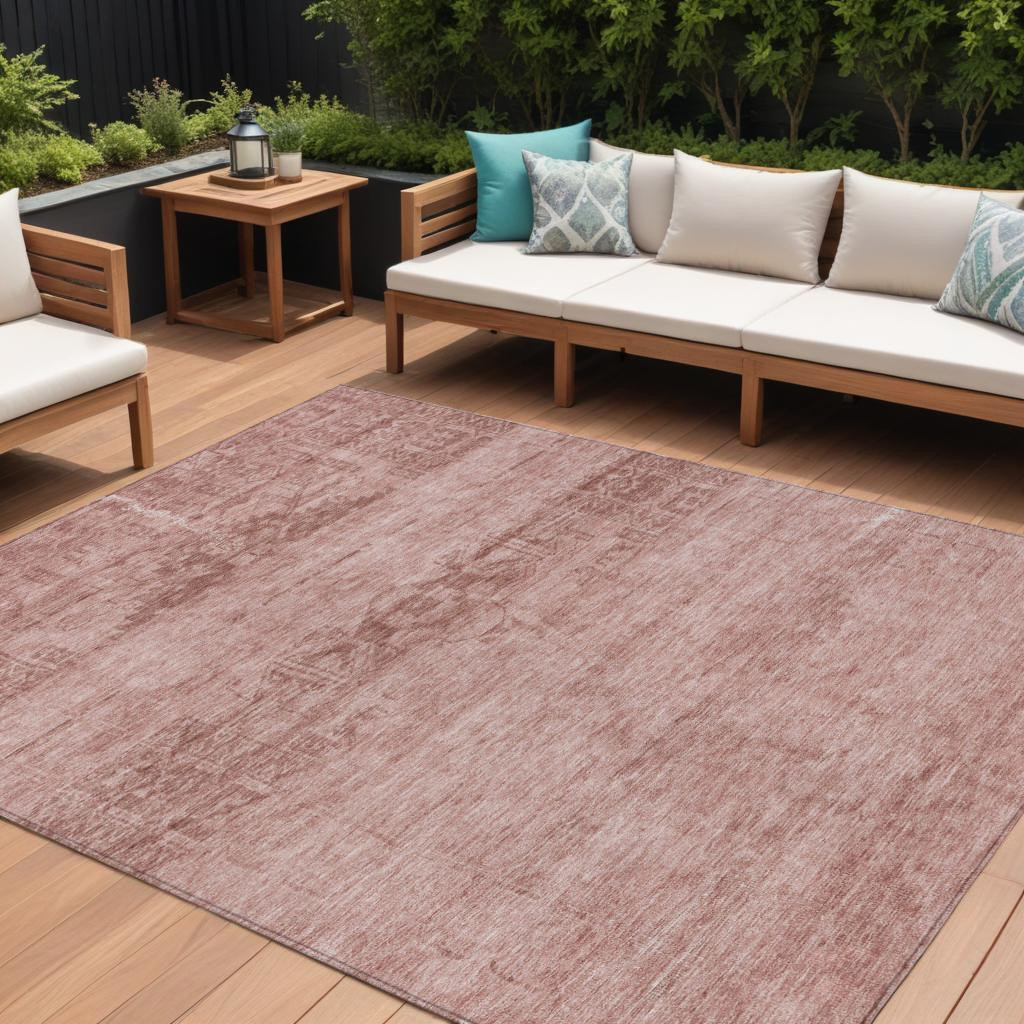8' X 10' Blush And Mauve Medallion Washable Indoor Outdoor Area Rug-616103-1