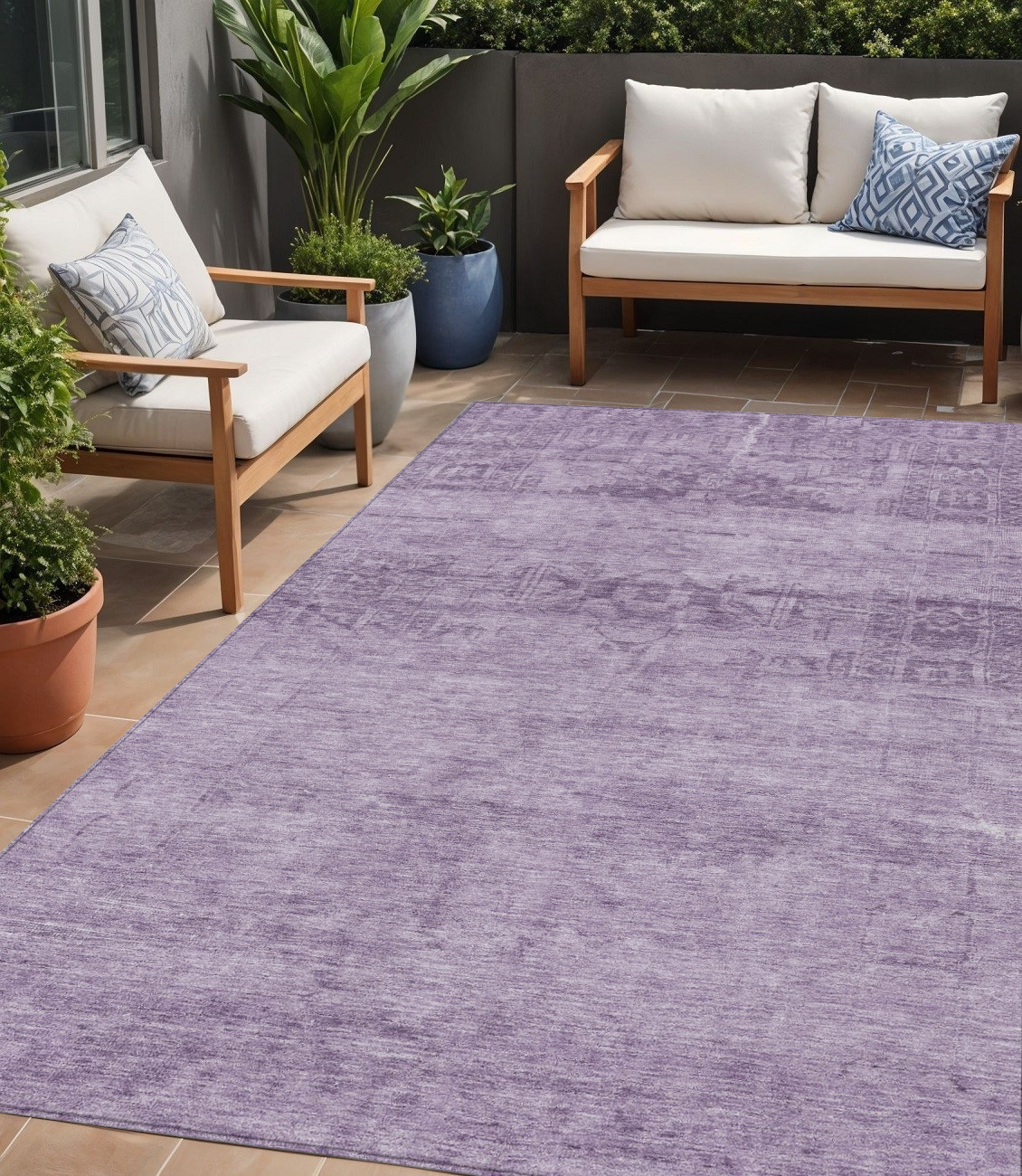 5' X 8' Plum And Purple Medallion Washable Indoor Outdoor Area Rug-616125-1
