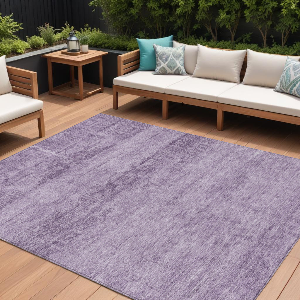 9' X 12' Plum And Purple Medallion Washable Indoor Outdoor Area Rug-616128-1