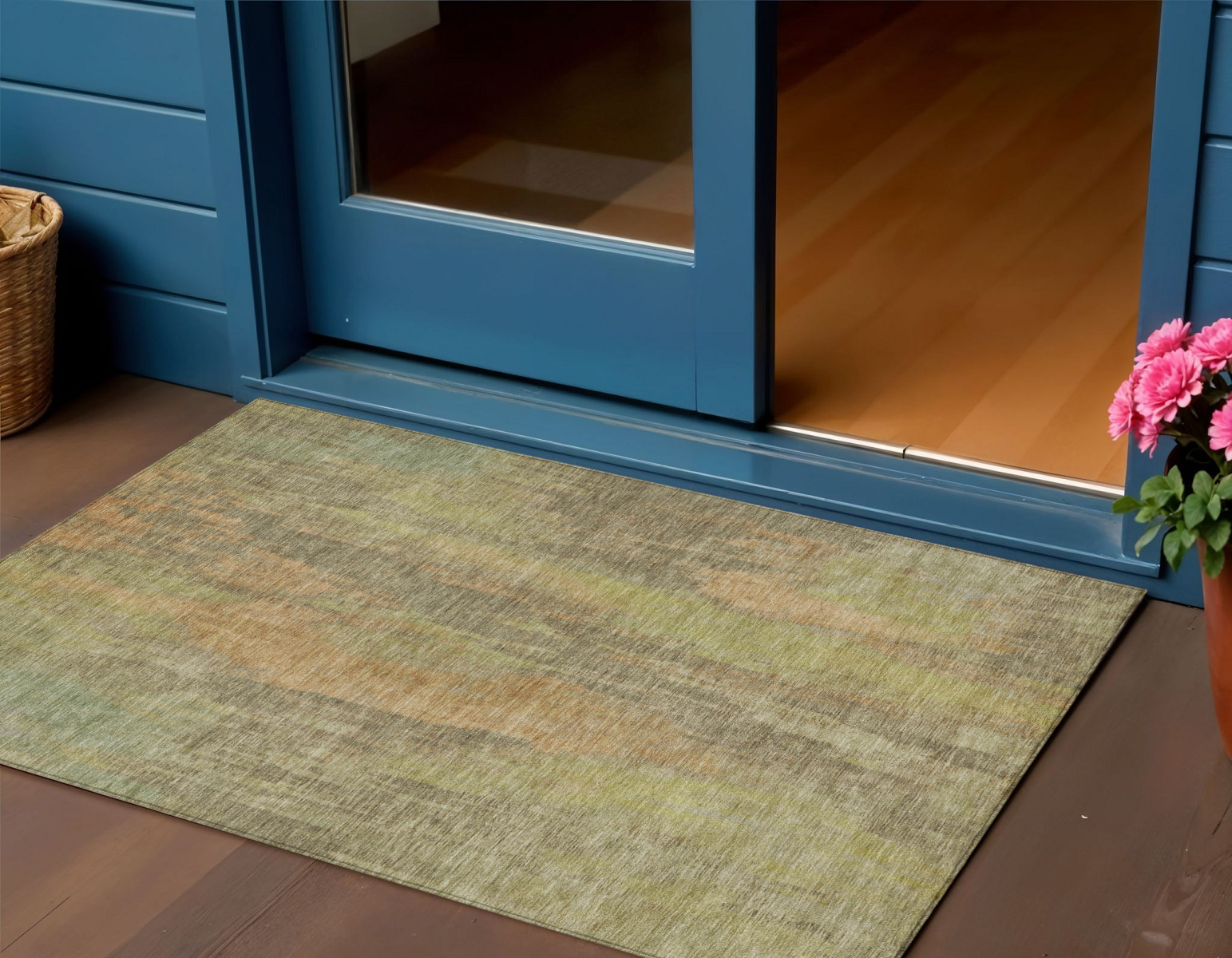 3' X 5' Taupe And Copper Abstract Washable Indoor Outdoor Area Rug-616166-1