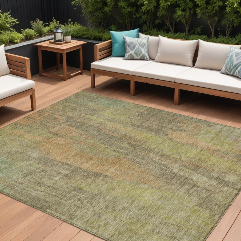 10' X 14' Taupe And Copper Abstract Washable Indoor Outdoor Area Rug-616171-1