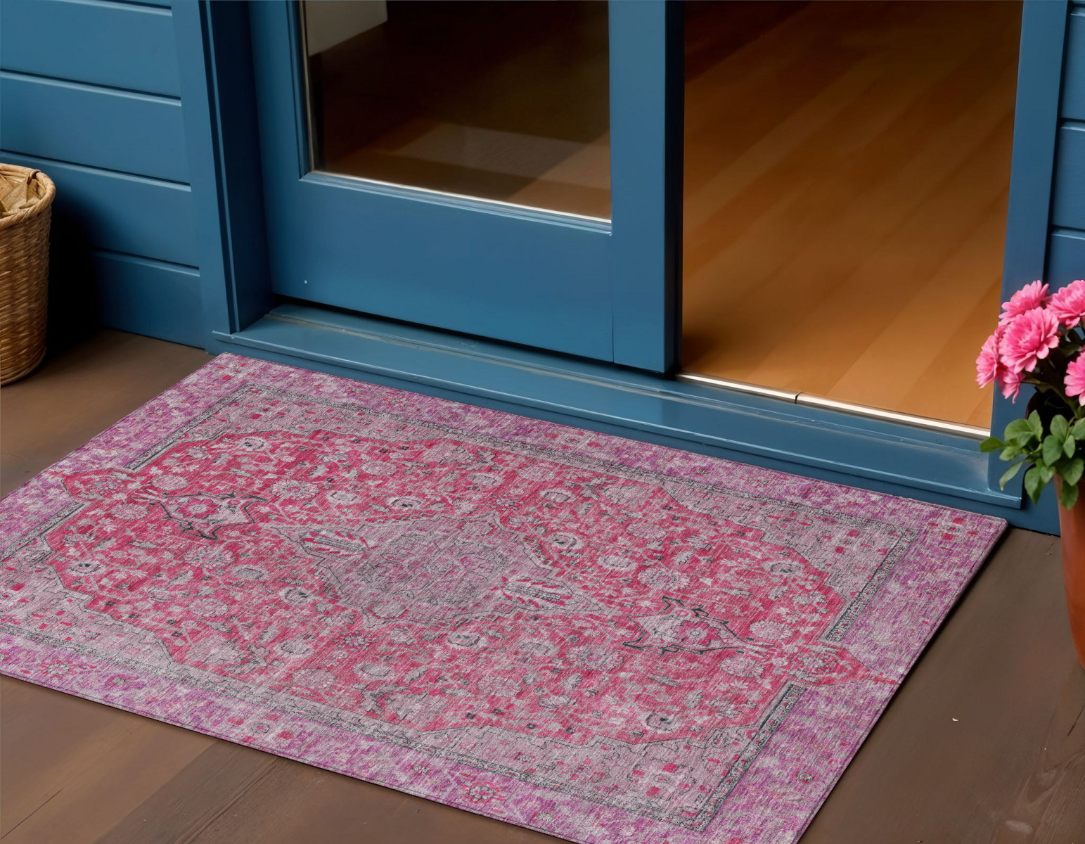 3' X 5' Pink And Lavender Medallion Washable Indoor Outdoor Area Rug-616286-1