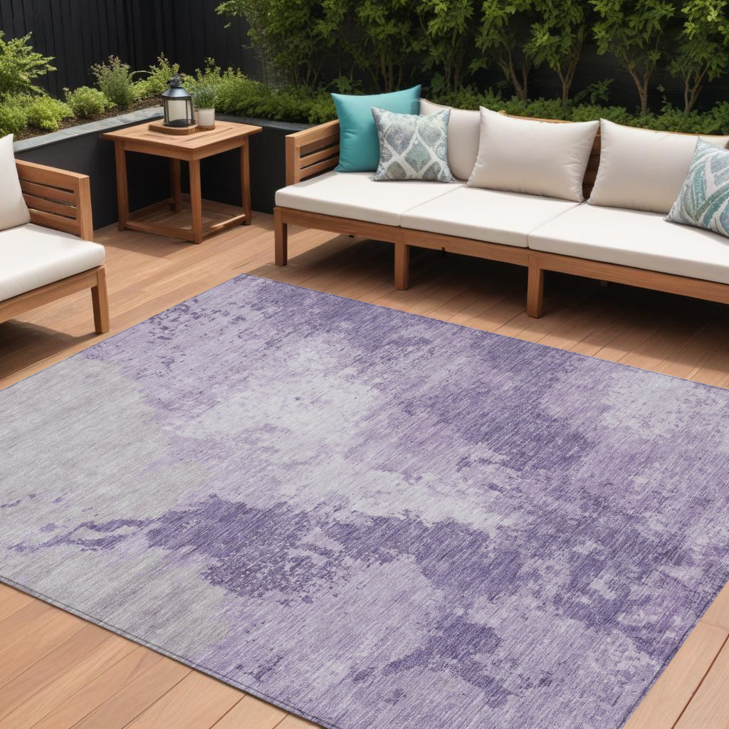 8' X 10' Plum And Purple Abstract Washable Indoor Outdoor Area Rug-616325-1