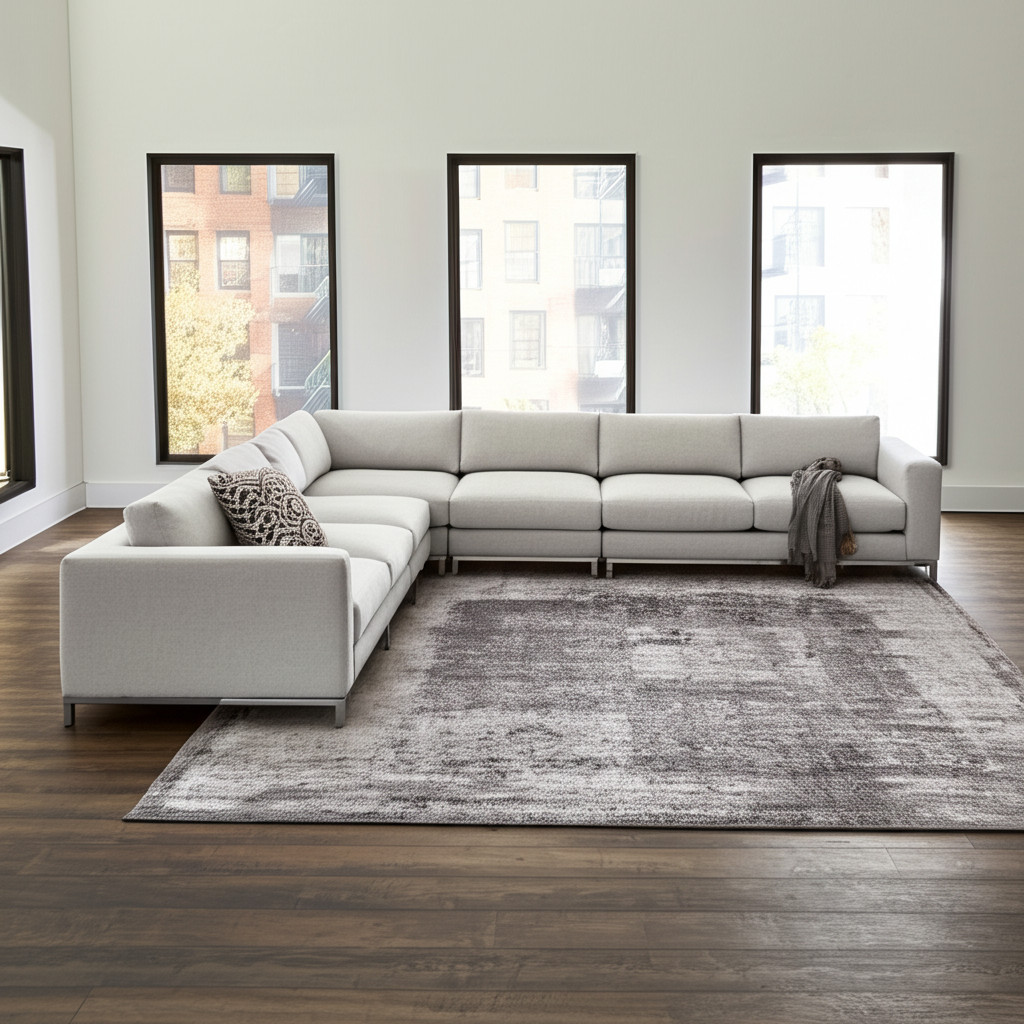 10' X 13' Gray Black And Taupe Abstract Distressed Area Rug-616953-1