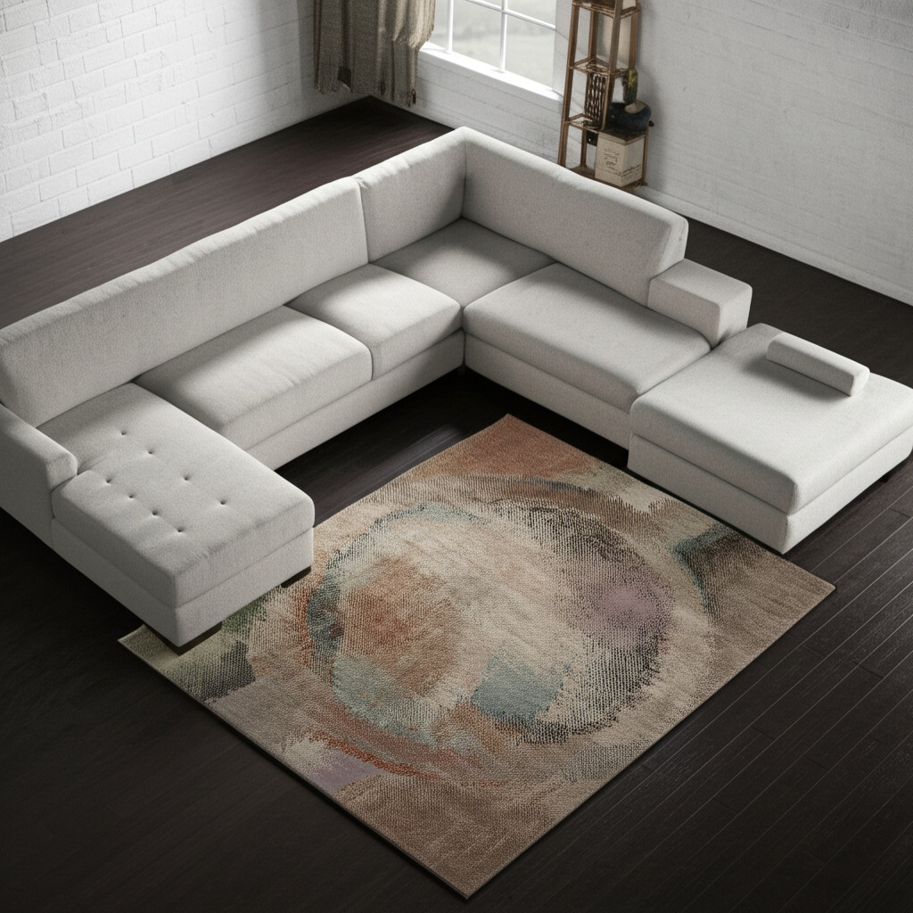 10' X 13' Brown Tan And Blue Abstract Distressed Area Rug-616957-1