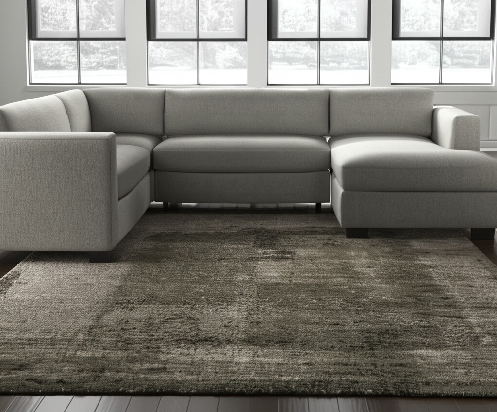12' X 15' Green And Tan Abstract Distressed Area Rug-616991-1