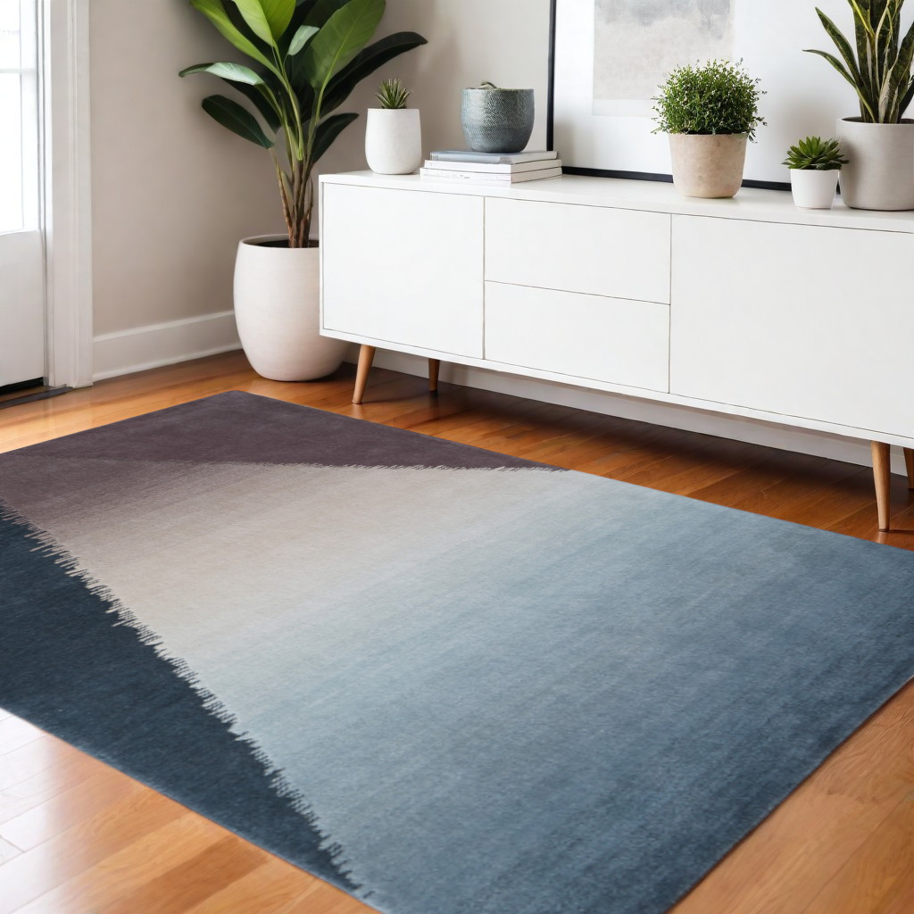 4' X 6' Taupe Blue And Tan Geometric Hand Tufted Area Rug-617030-1