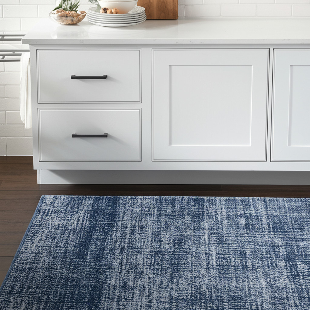 8' Blue And Silver Runner Rug-617112-1