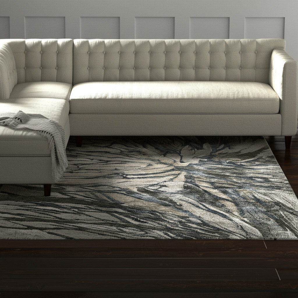 8' X 10' Gray Green And Ivory Abstract Area Rug-617168-1