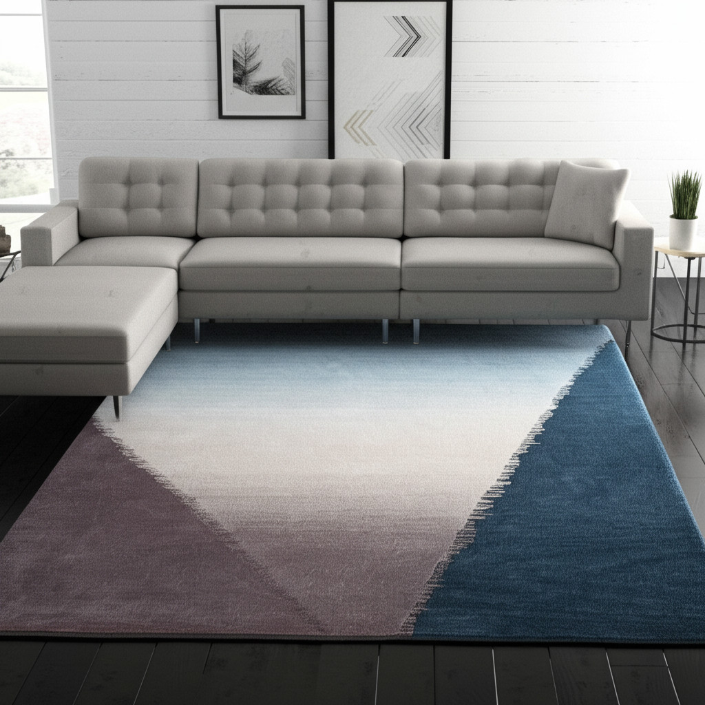 9' X 12' Taupe Blue And Tan Geometric Hand Tufted Area Rug-617228-1