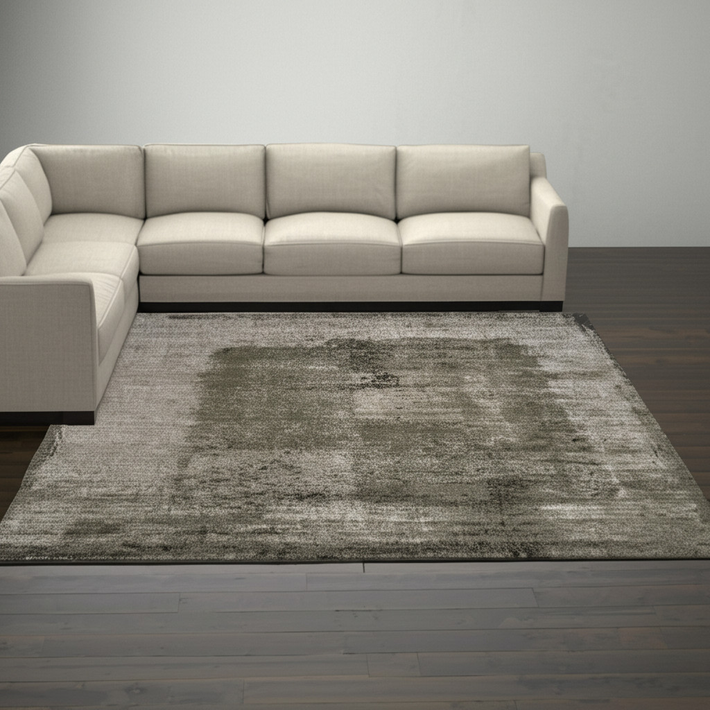 9' X 12' Green And Tan Abstract Distressed Area Rug-617248-1