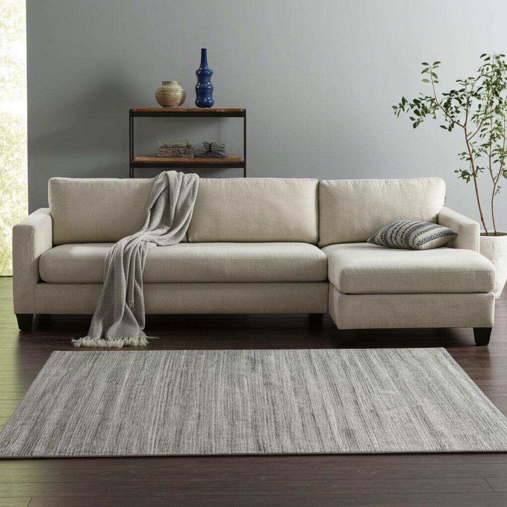 8' X 10' Gray Black And Brown Hand Woven Distressed Area Rug-617270-1