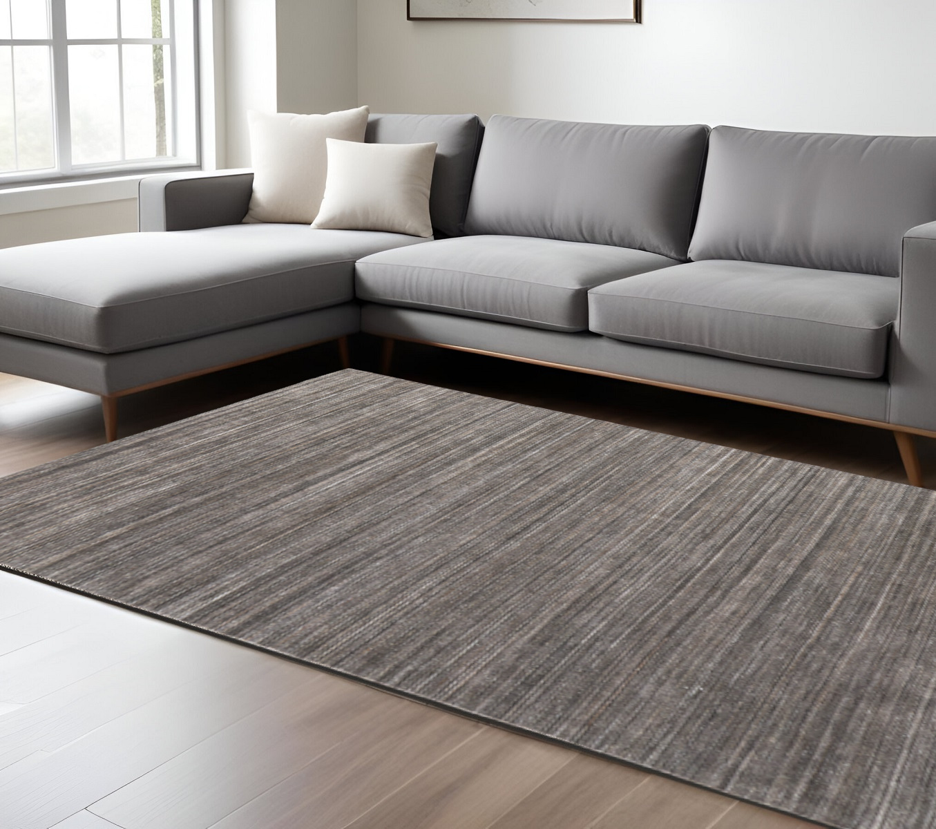 8' X 10' Black Gray And Brown Hand Woven Distressed Area Rug-617271-1
