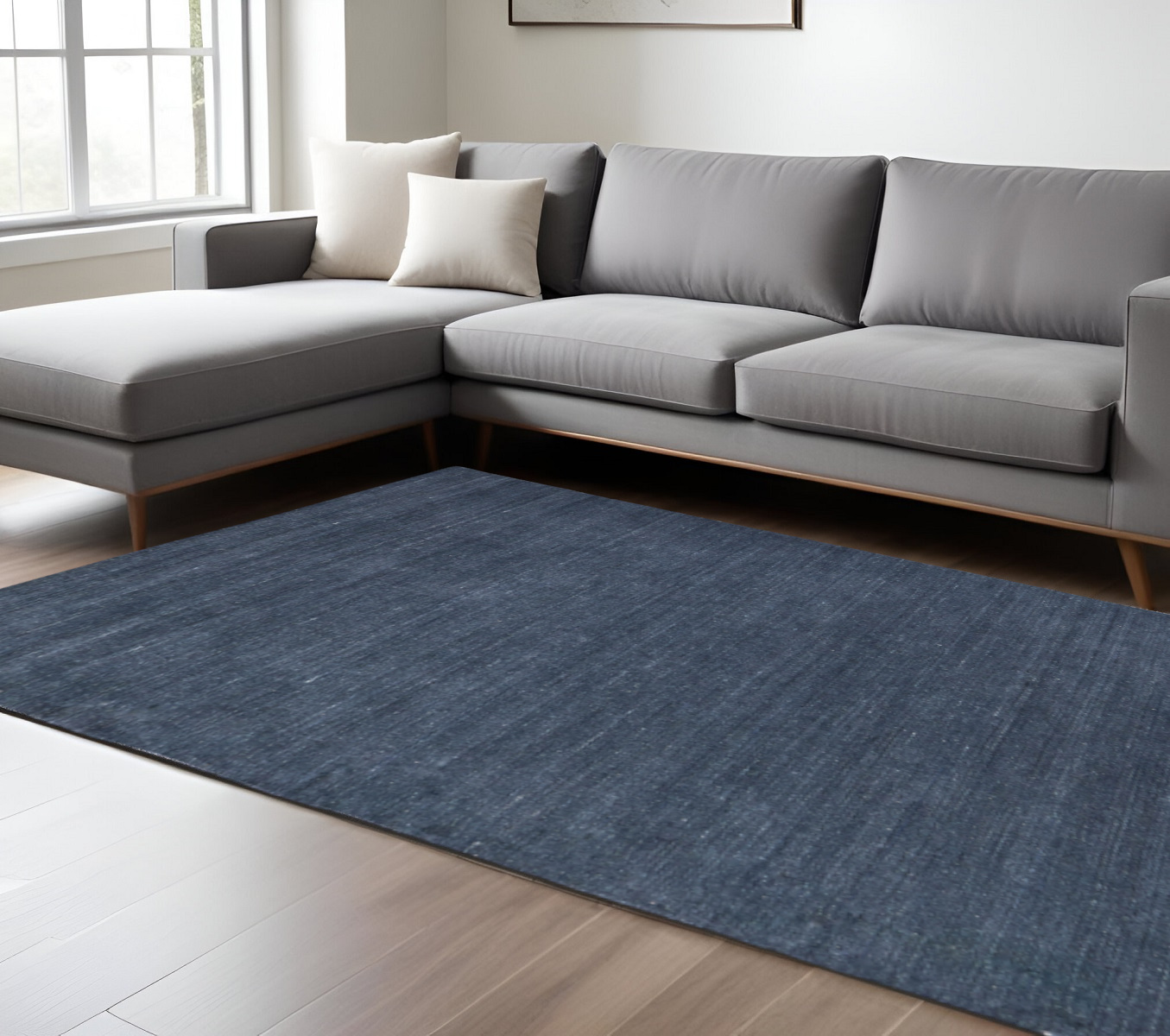 8' X 10' Blue And Gray Hand Woven Distressed Area Rug-617272-1