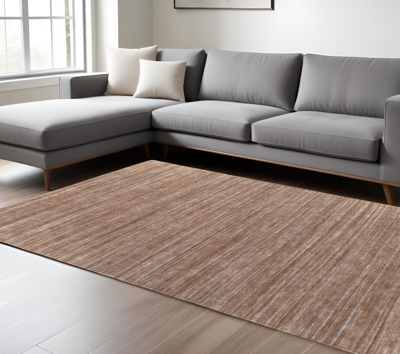 8' X 10' Brown Black And Gray Hand Woven Distressed Area Rug-617273-1