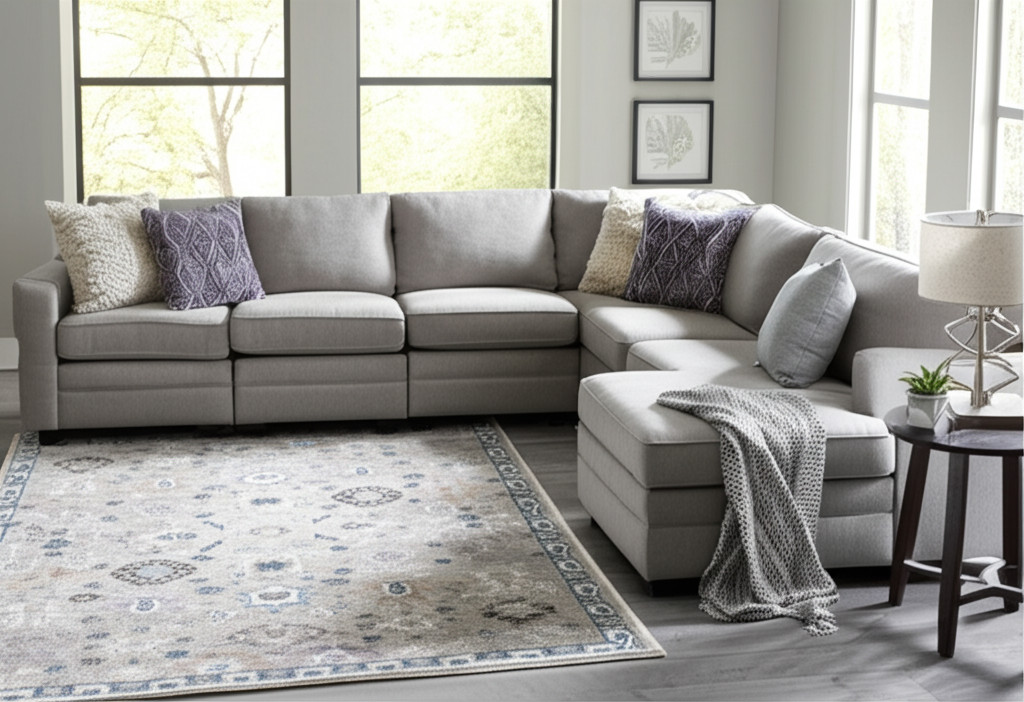 12' X 15' Gray Blue And Taupe Floral Distressed Area Rug-617343-1