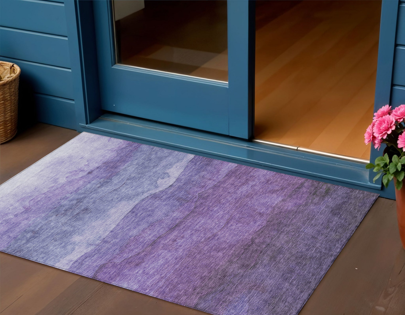 3' X 5' Purple And Lavender Abstract Washable Indoor Outdoor Area Rug-618148-1