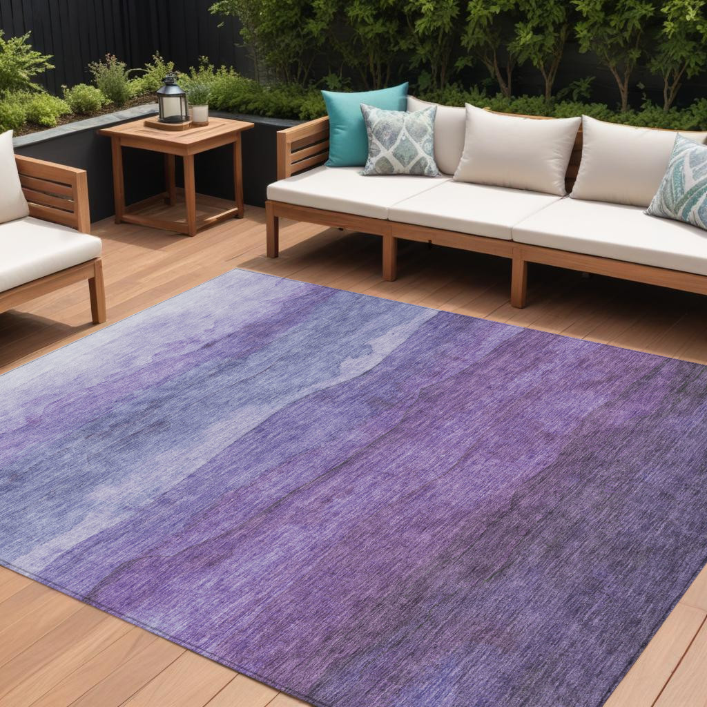 9' X 12' Purple And Lavender Abstract Washable Indoor Outdoor Area Rug-618152-1