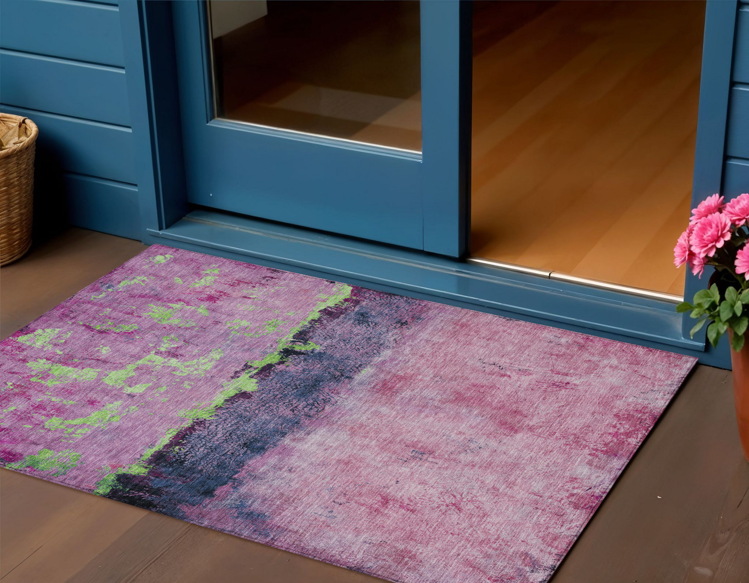 3' X 5' Blush And Mint Green Abstract Washable Indoor Outdoor Area Rug-618595-1