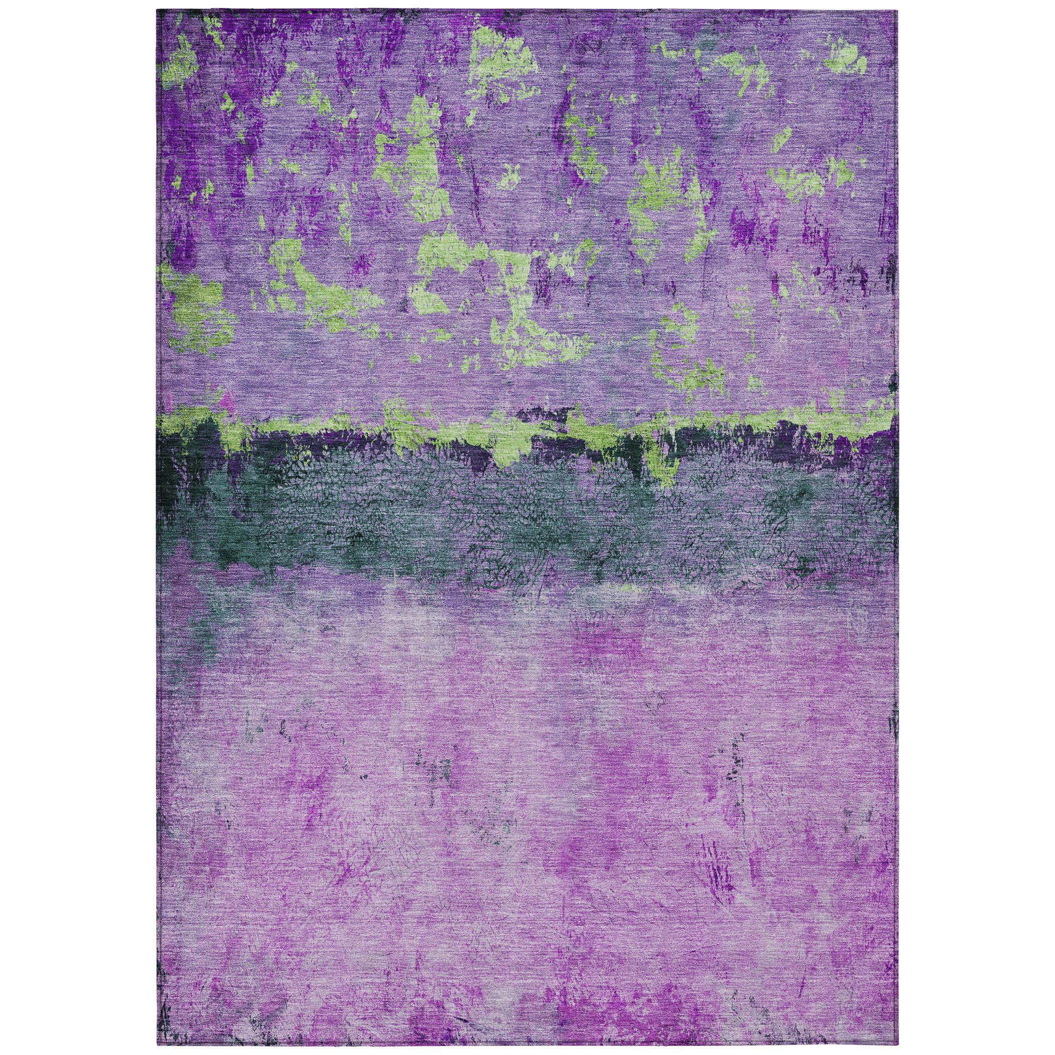9' X 12' Purple And Mint Green Abstract Washable Indoor Outdoor Area Rug-618623-1