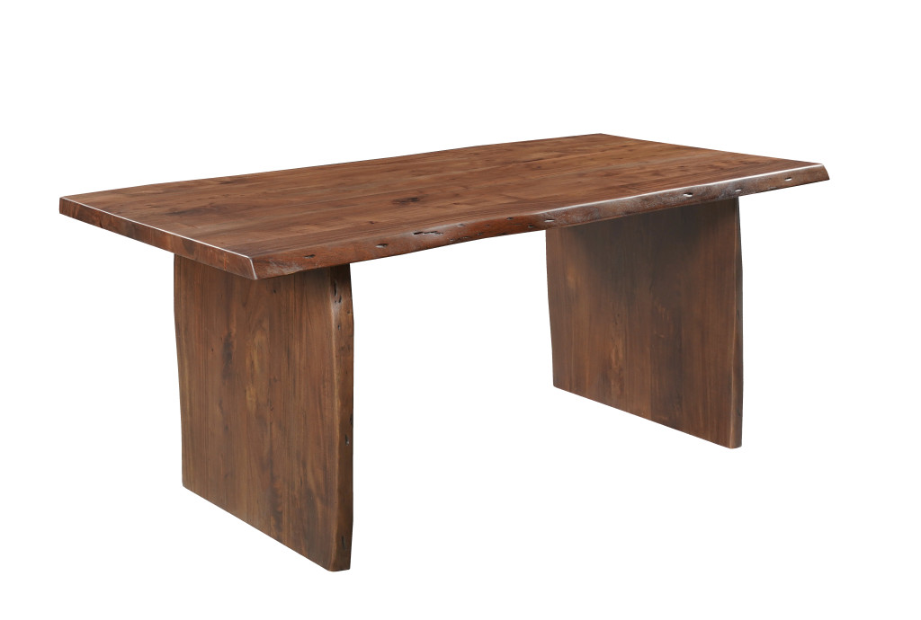 72" Brown Solid Wood Double Pedestal Base Dining Table | HomeRoots