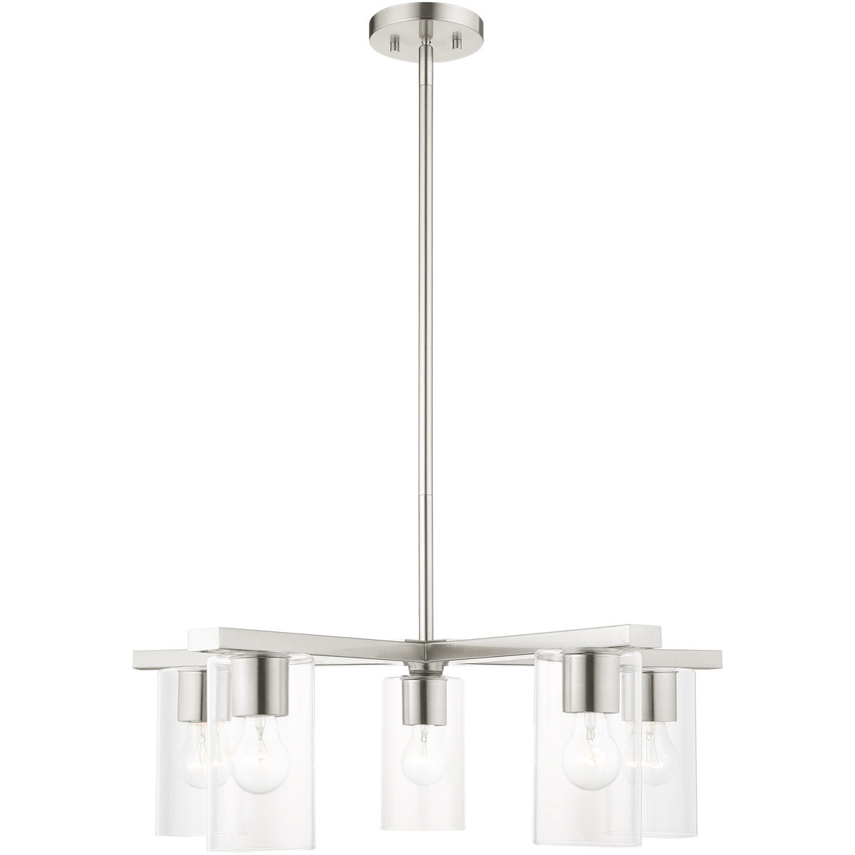 Five Light Dimmable Chandelier With Shades | HomeRoots