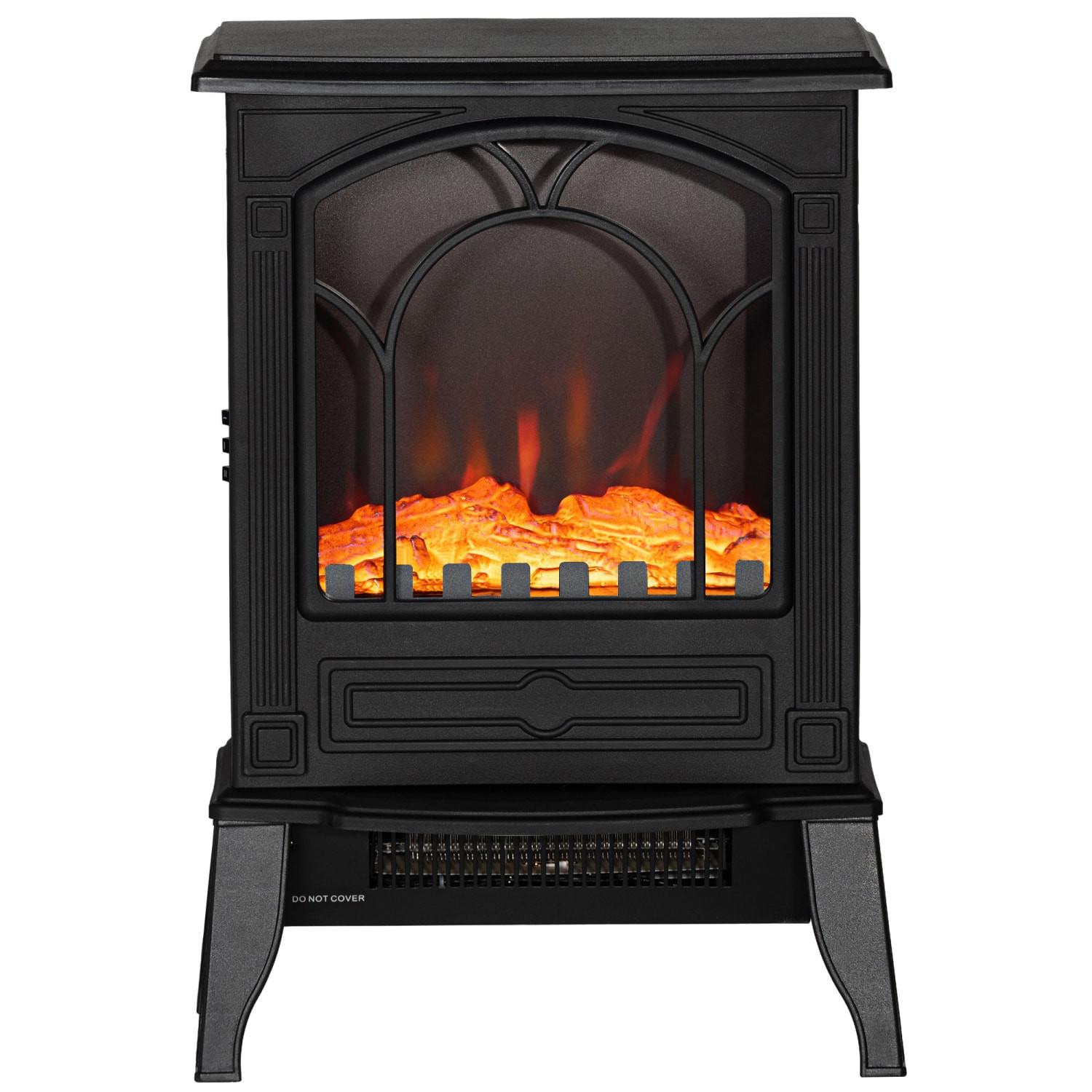 15" Black Metal Electric Fireplace | HomeRoots